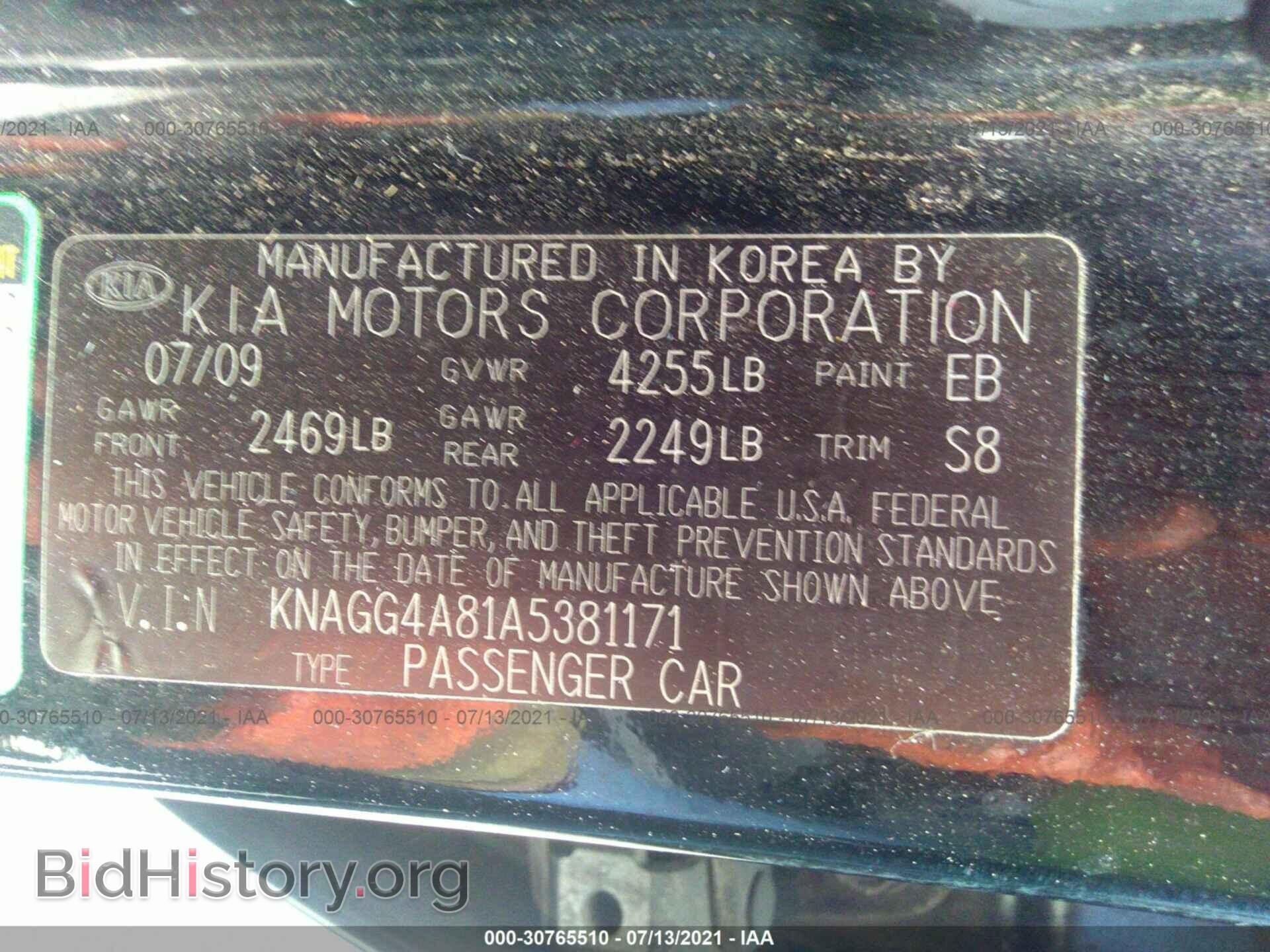 2010 KIA OPTIMA - VIN: KNAGG4A81A5381171 - Фото 9