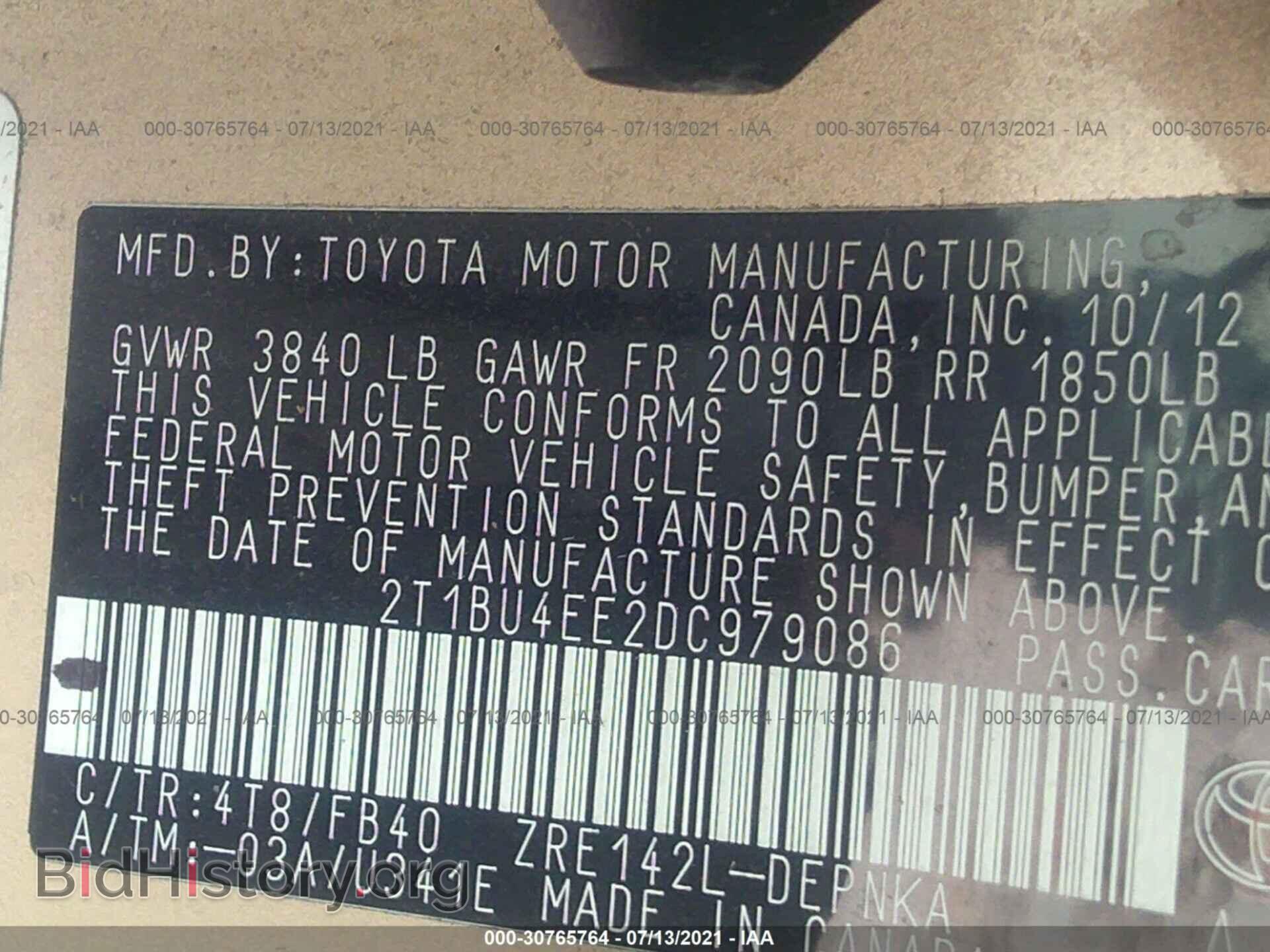 2013 TOYOTA COROLLA - VIN: 2T1BU4EE2DC979086 - Фото 9