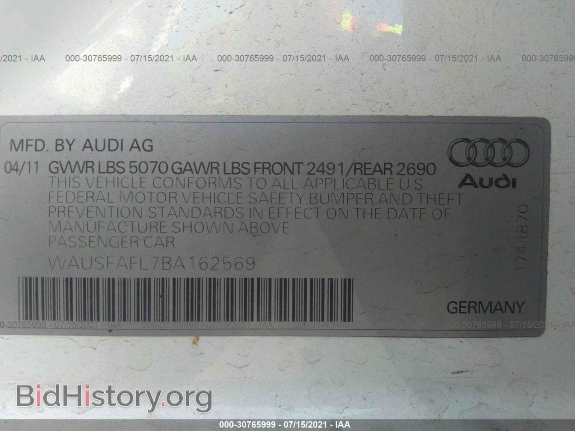 2011 AUDI A4 - VIN: WAUSFAFL7BA162569 - Фото 9