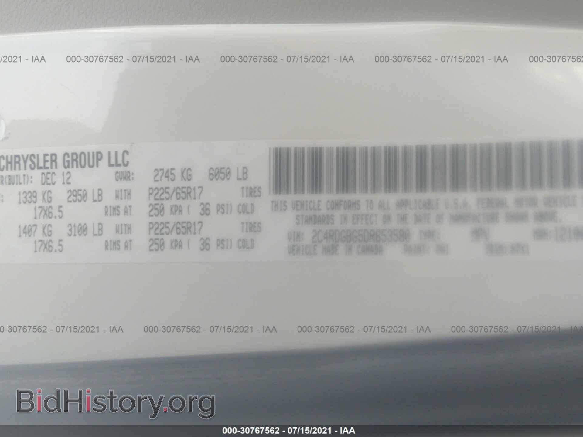 2013 DODGE GRAND CARAVAN - VIN: 2C4RDGBG5DR653580 - Фото 9