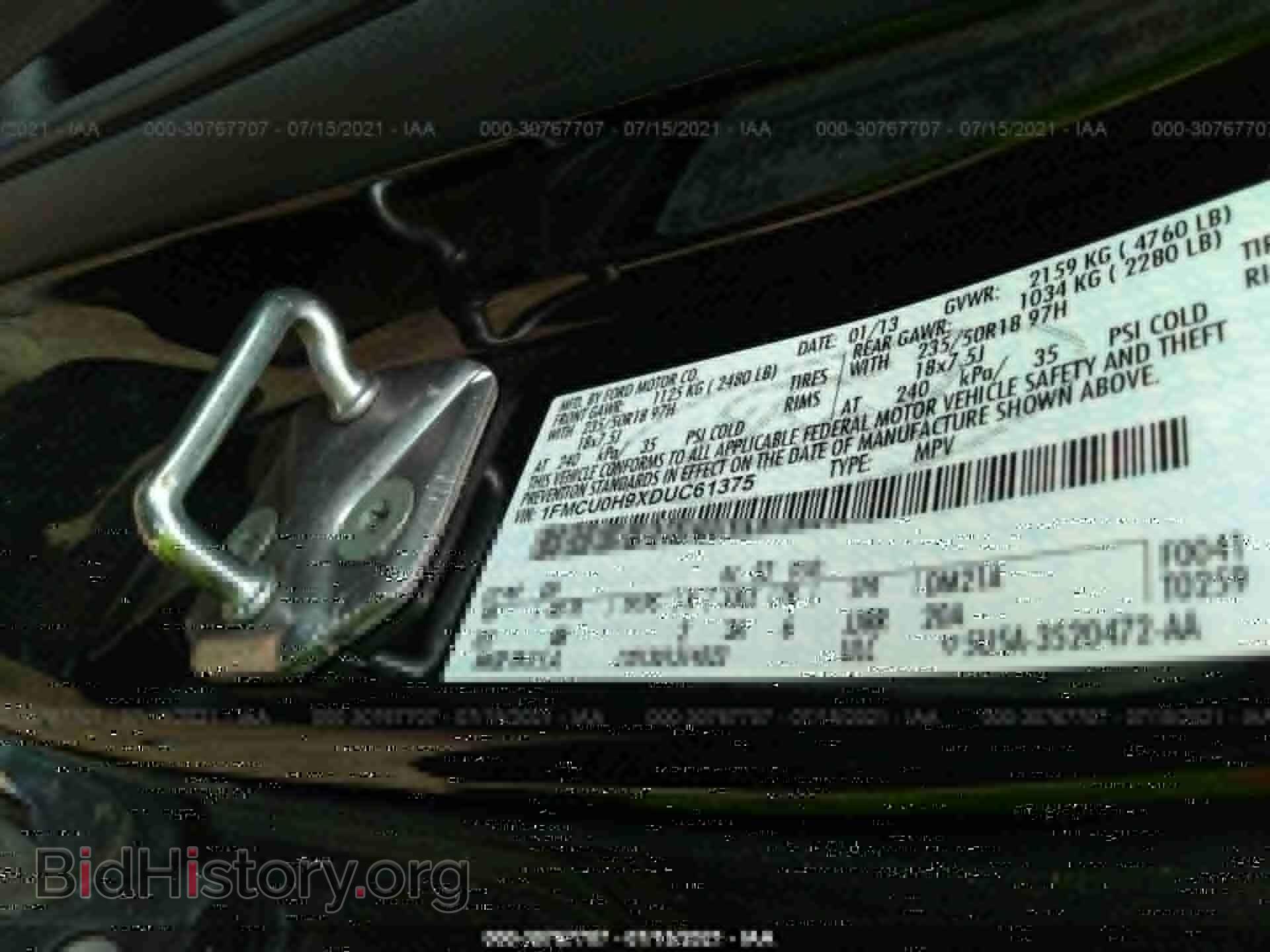2013 FORD ESCAPE - VIN: 1FMCU0H9XDUC61375 - Фото 9