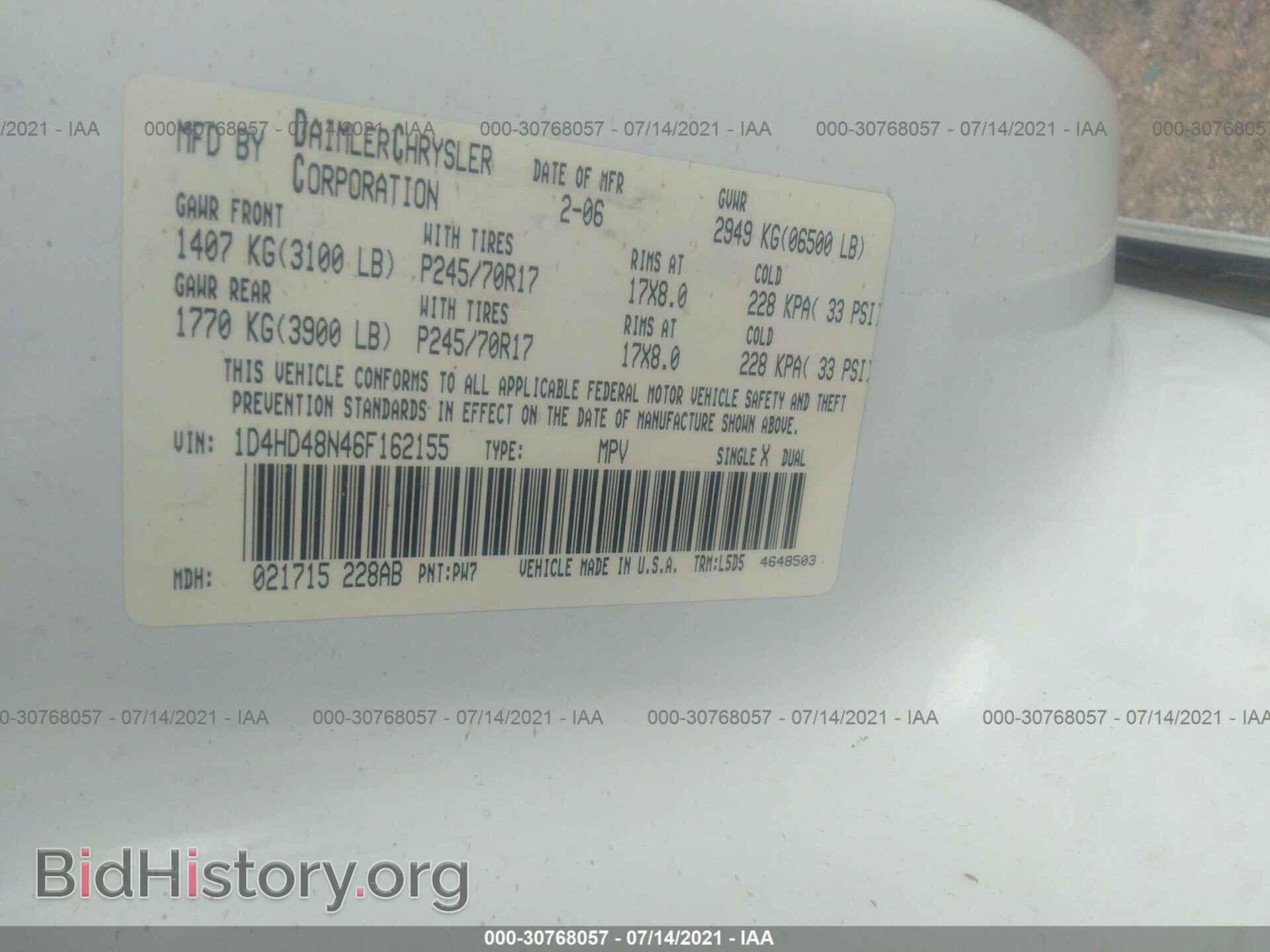 2006 DODGE DURANGO - VIN: 1D4HD48N46F162155 - Фото 9