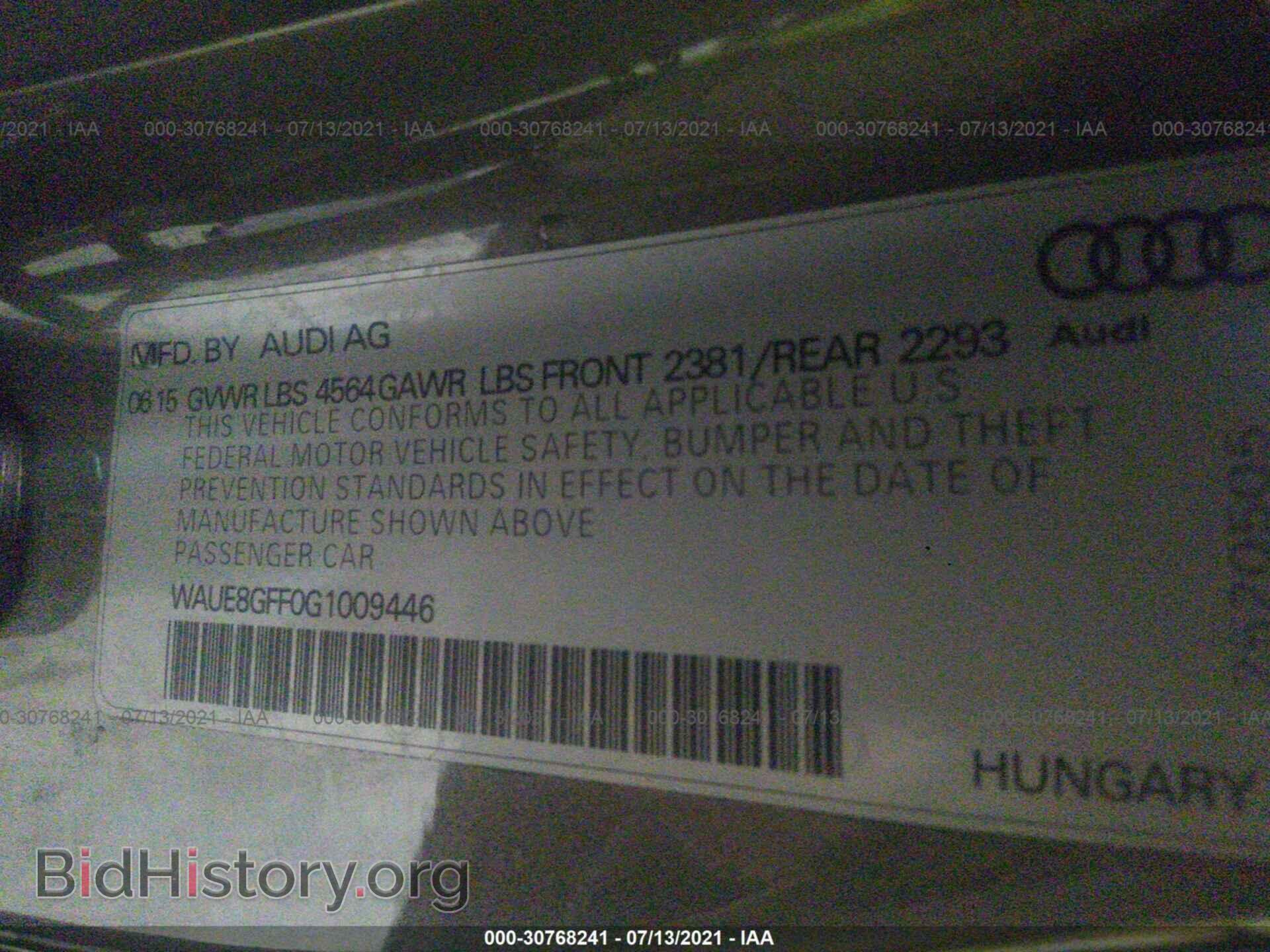 2016 AUDI A3 - VIN: WAUE8GFF0G1009446 - Фото 9