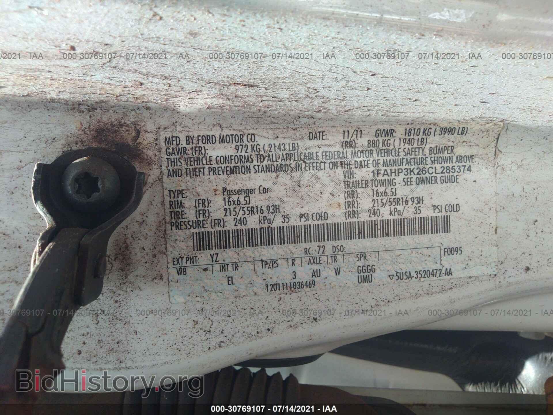 2012 FORD FOCUS - VIN: 1FAHP3K26CL285374 - Фото 9