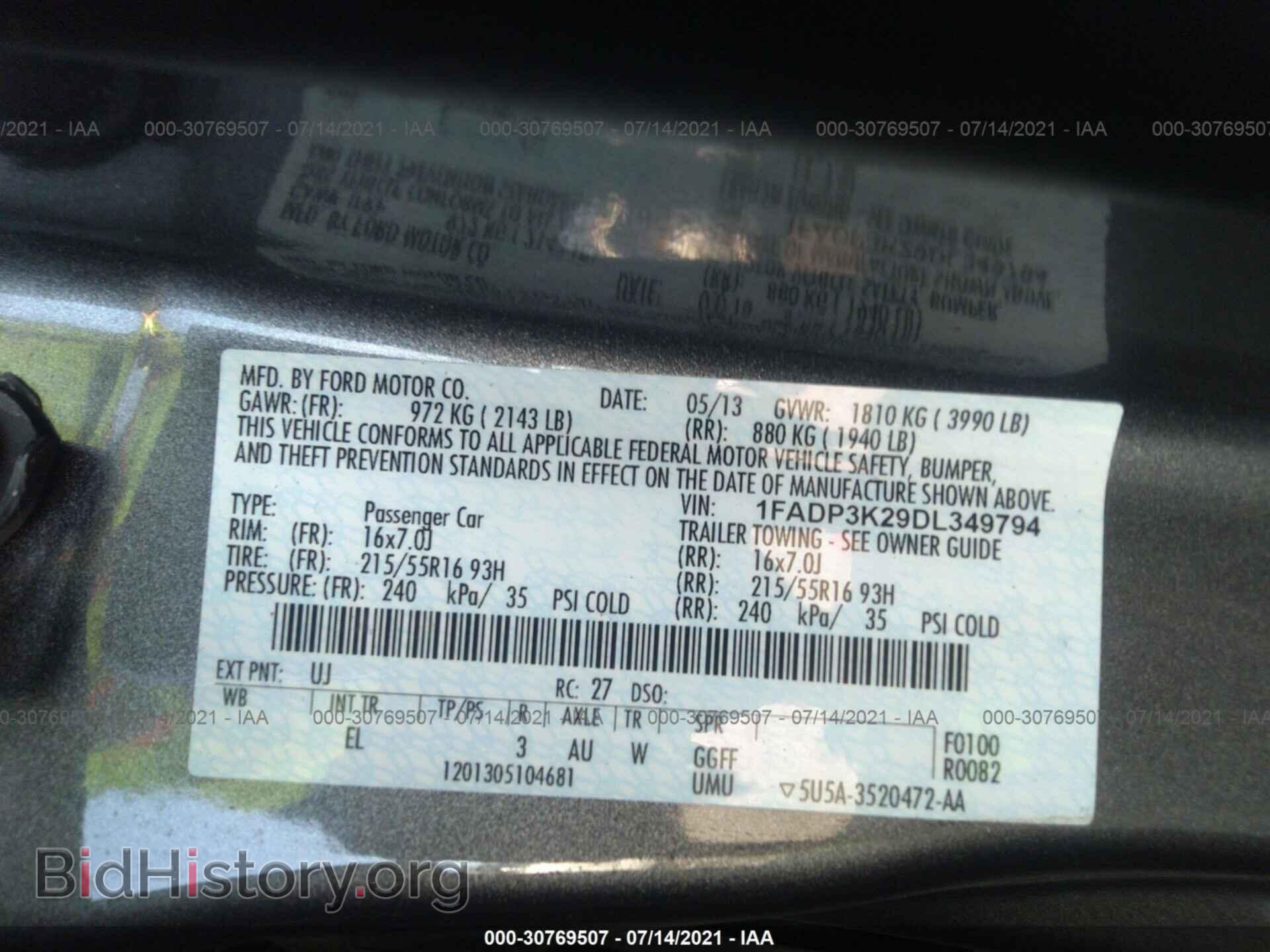 2013 FORD FOCUS - VIN: 1FADP3K29DL349794 - Фото 9