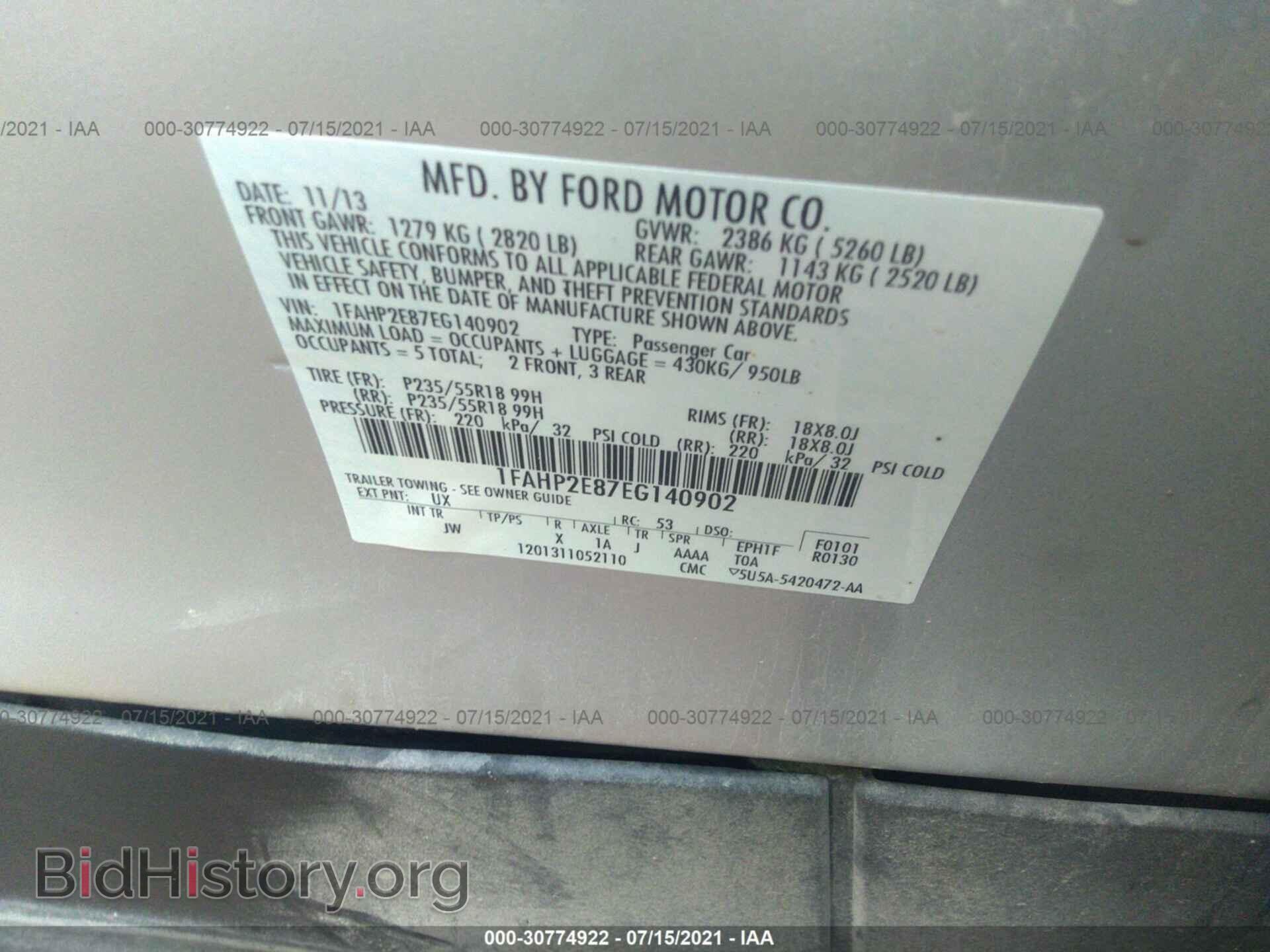 2014 FORD TAURUS - VIN: 1FAHP2E87EG140902 - Фото 9