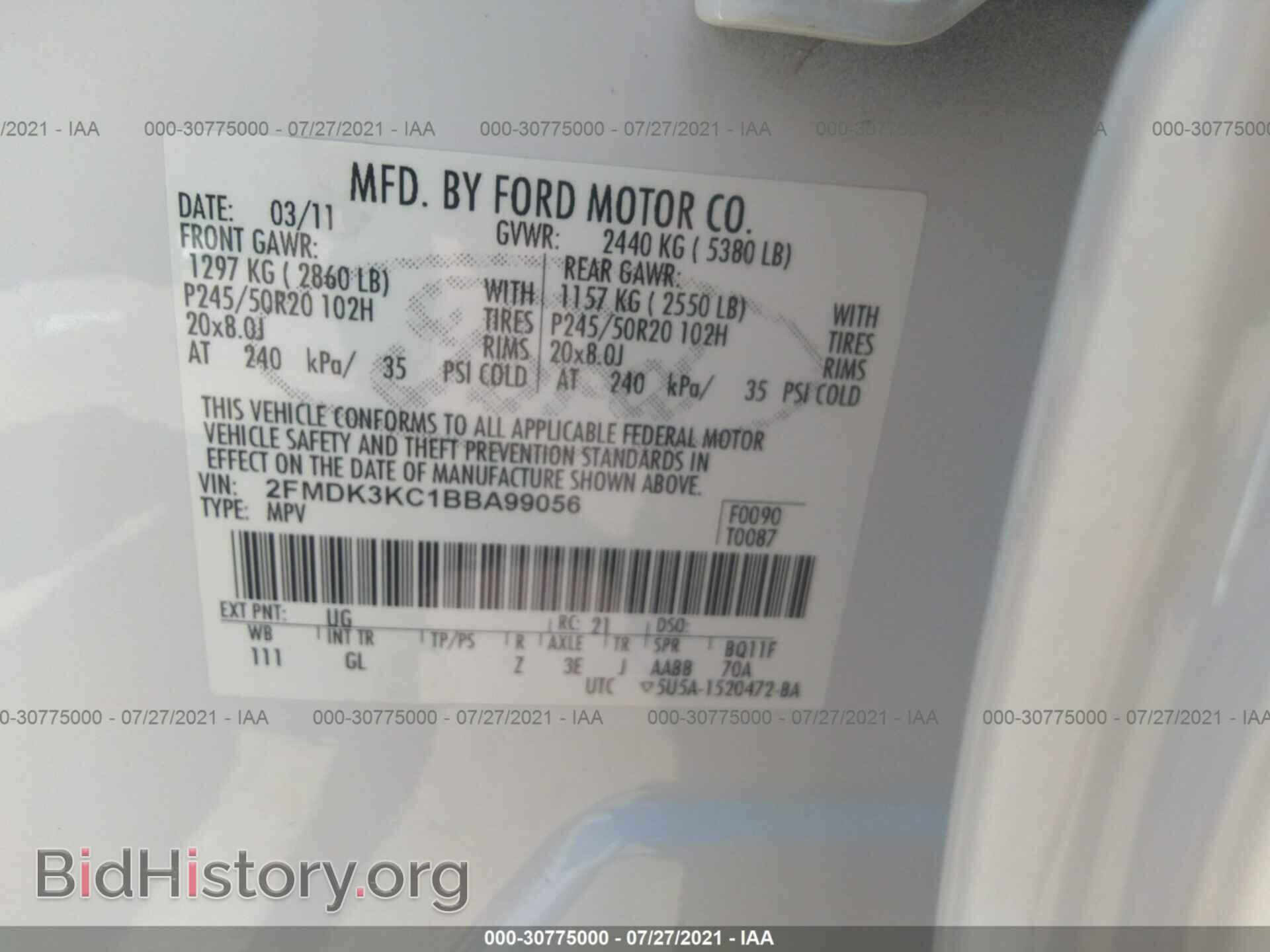 2011 FORD EDGE - VIN: 2FMDK3KC1BBA99056 - Photo 9