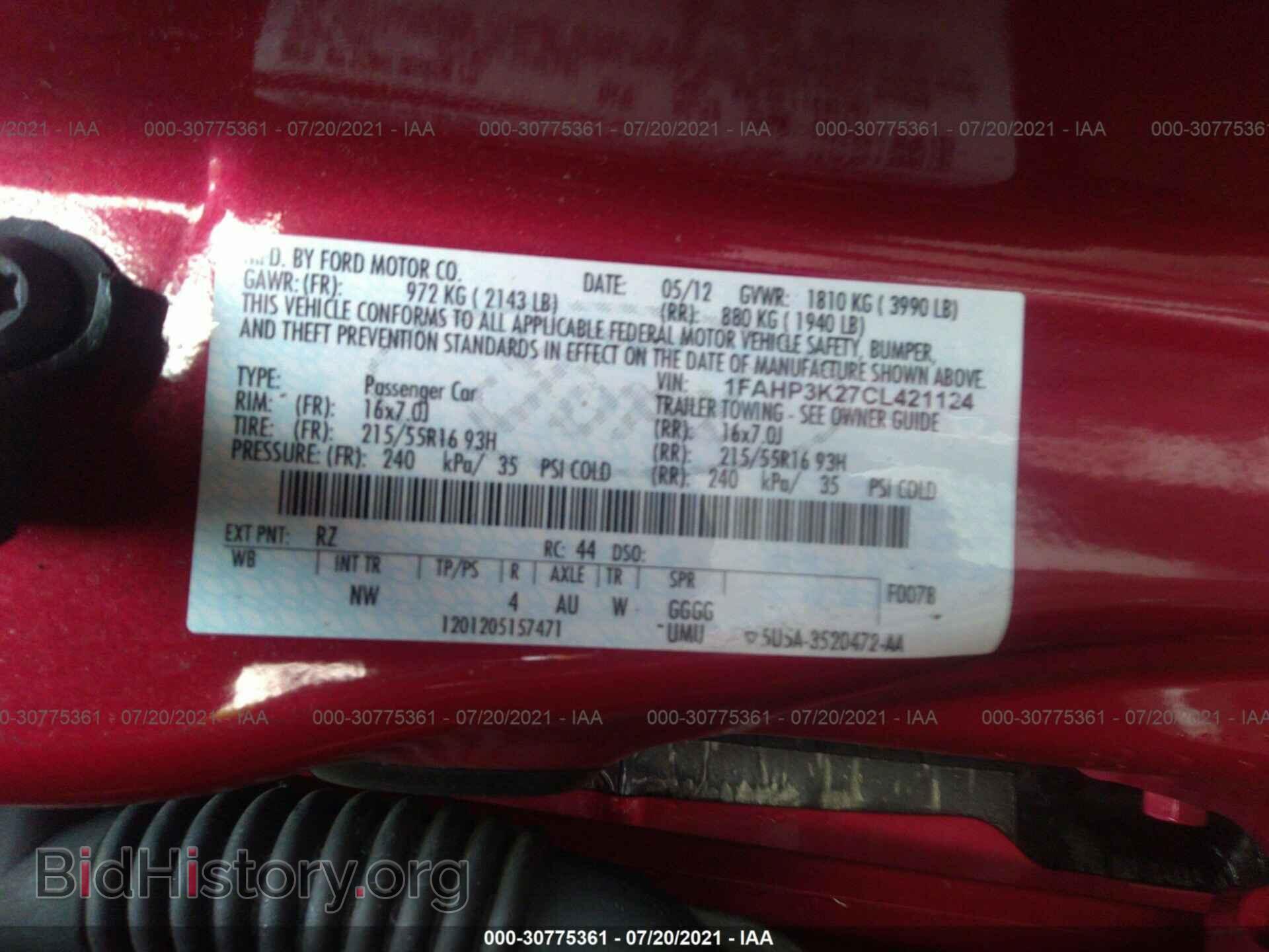 2012 FORD FOCUS - VIN: 1FAHP3K27CL421124 - Фото 9