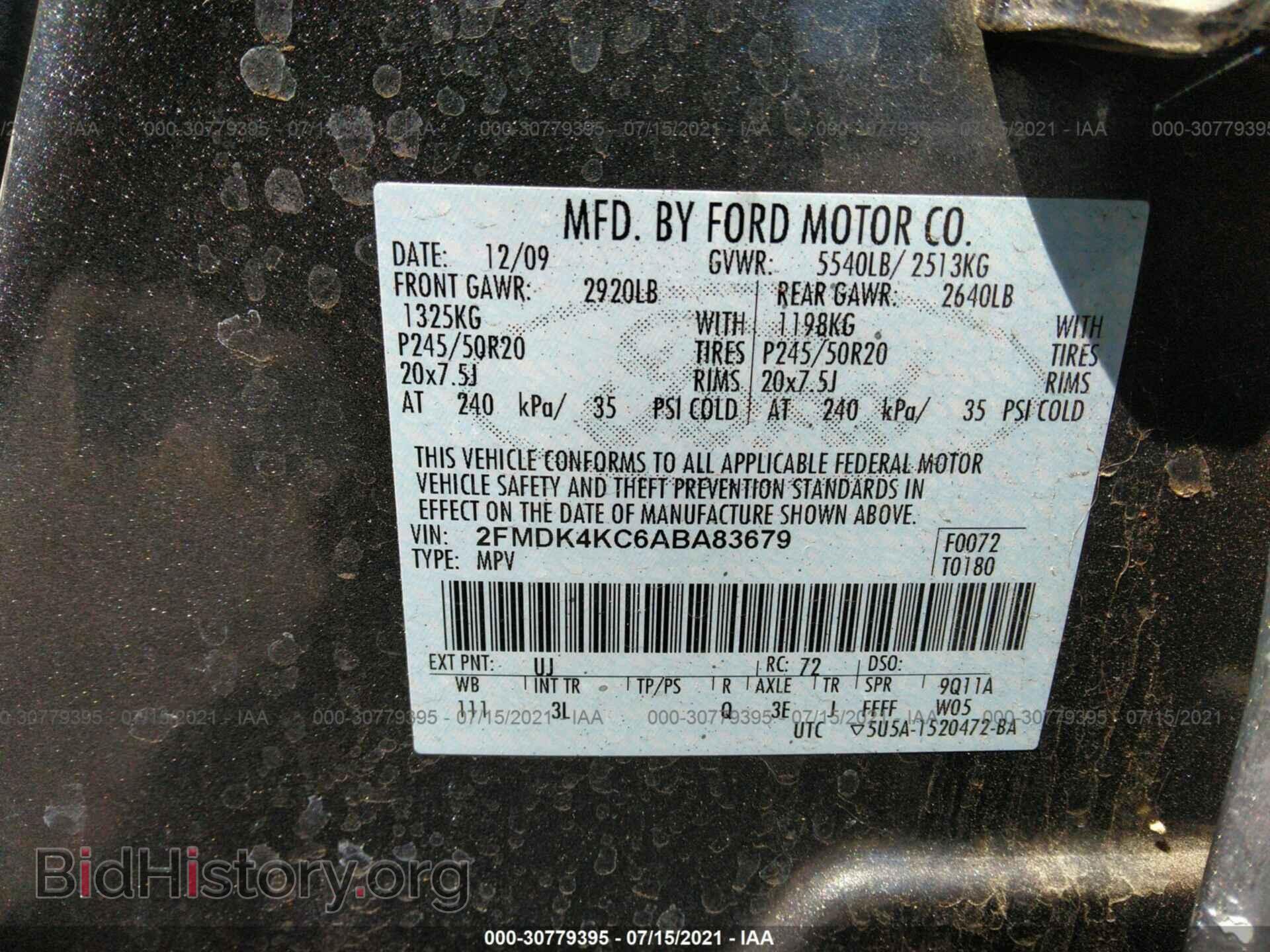 2010 FORD EDGE - VIN: 2FMDK4KC6ABA83679 - Photo 9