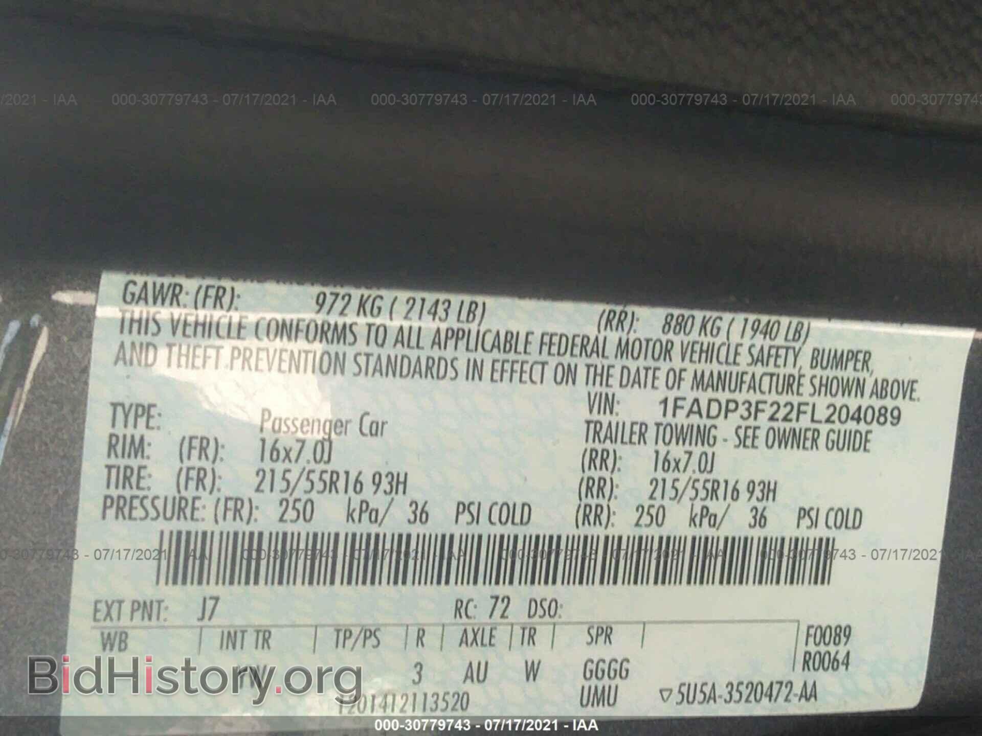 2015 FORD FOCUS - VIN: 1FADP3F22FL204089 - Фото 9