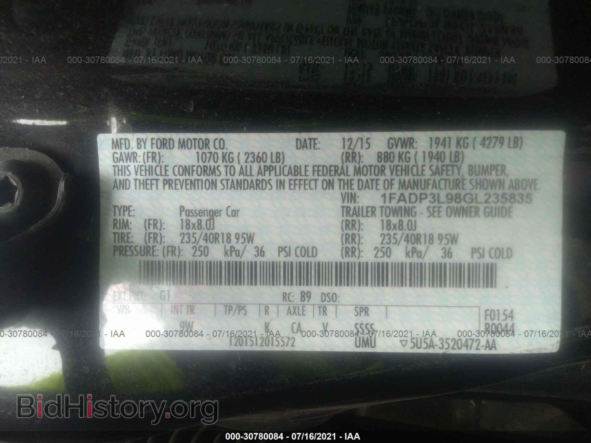 2016 FORD FOCUS - VIN: 1FADP3L98GL235835 - Фото 9