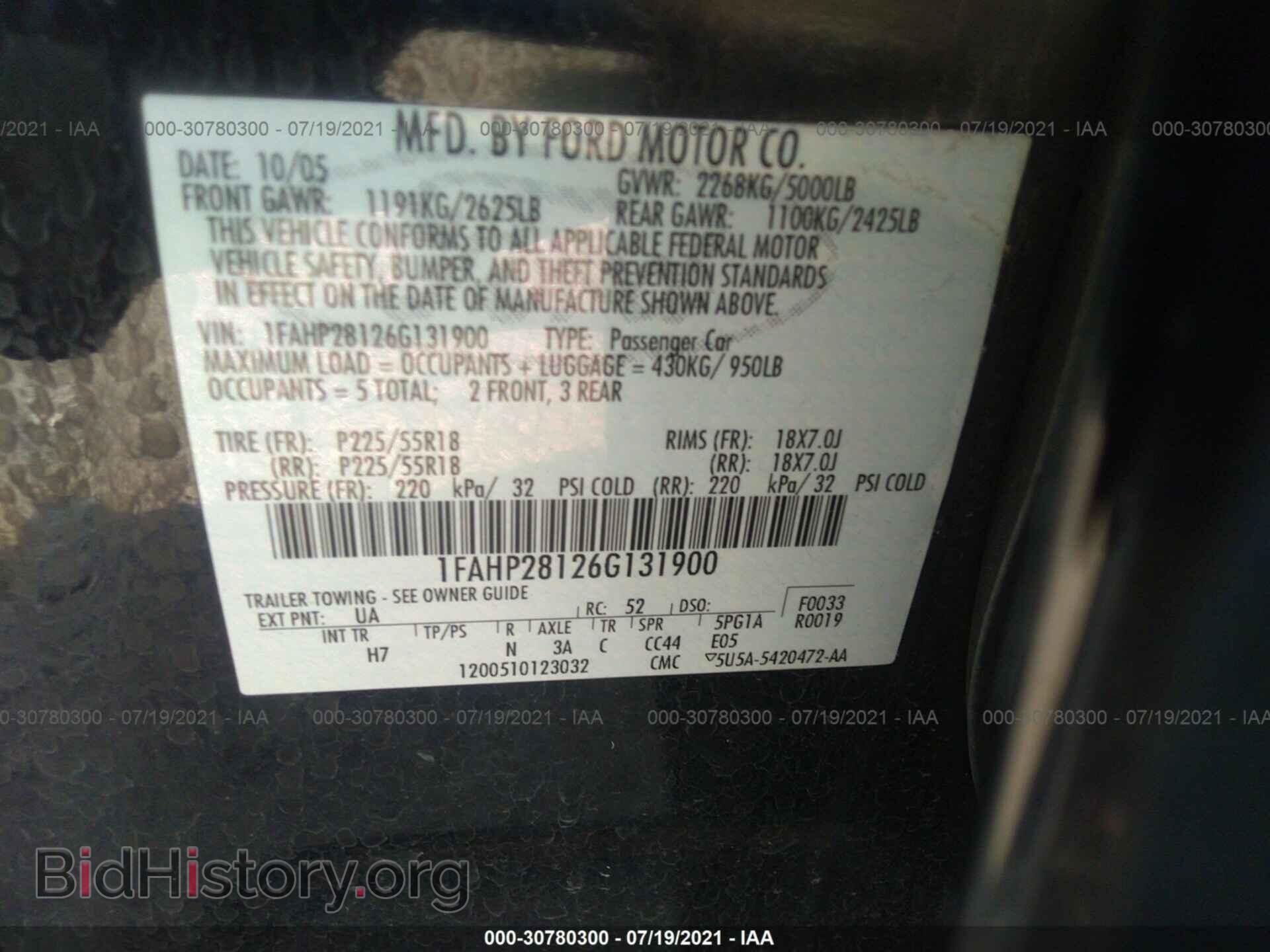 2006 FORD FIVE HUNDRED - VIN: 1FAHP28126G131900 - Photo 9