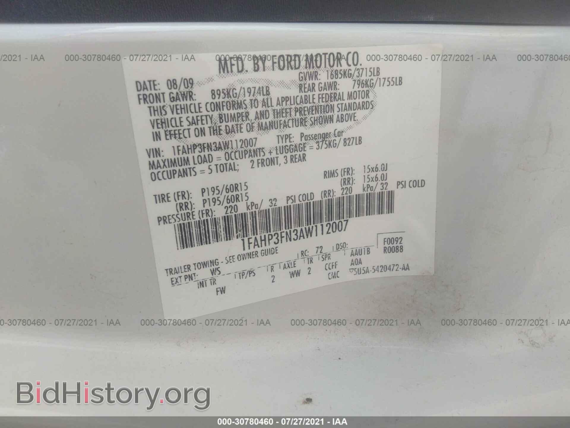 2010 FORD FOCUS - VIN: 1FAHP3FN3AW112007 - Фото 9