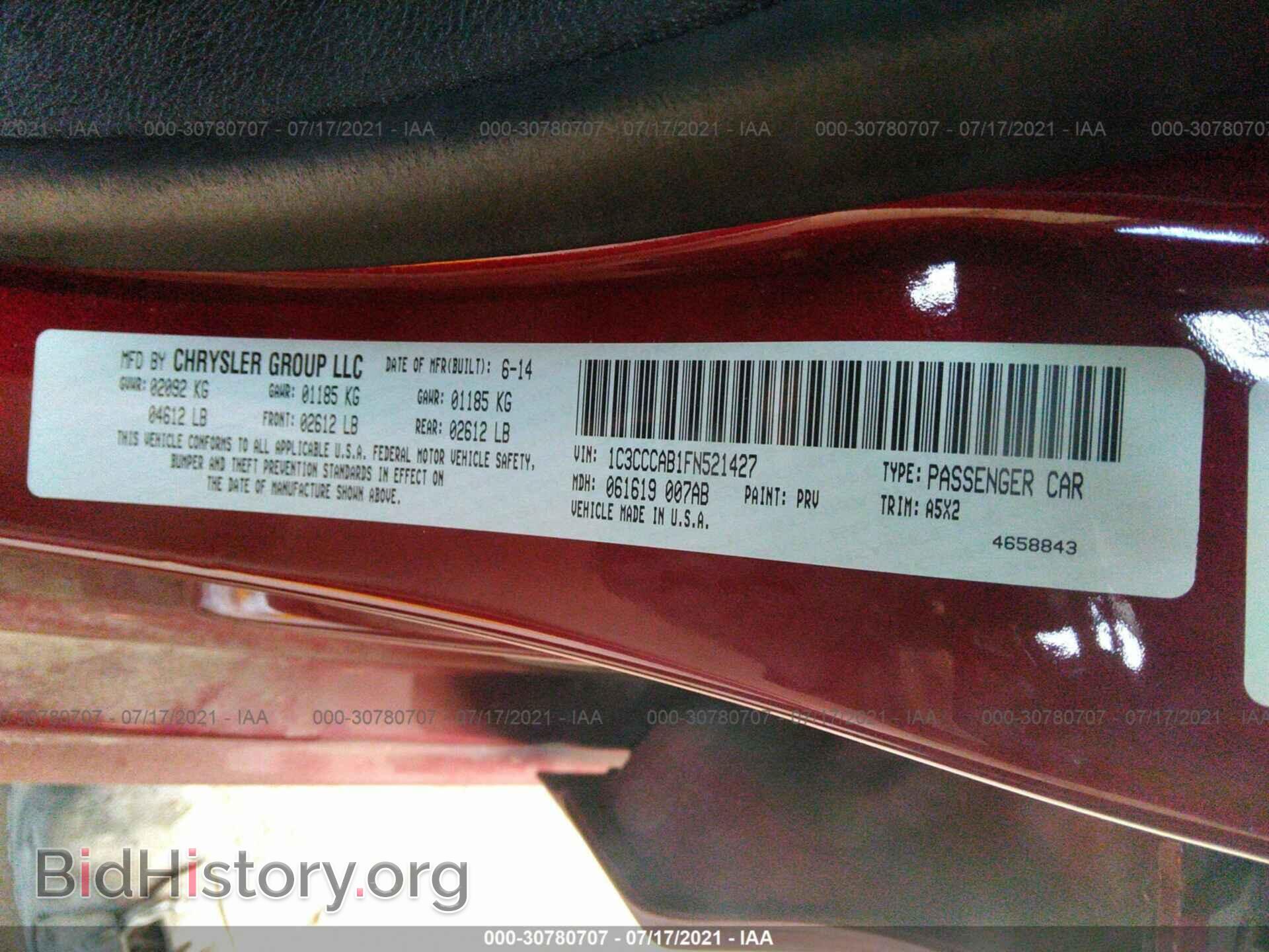 2015 CHRYSLER 200 - VIN: 1C3CCCAB1FN521427 - Фото 9