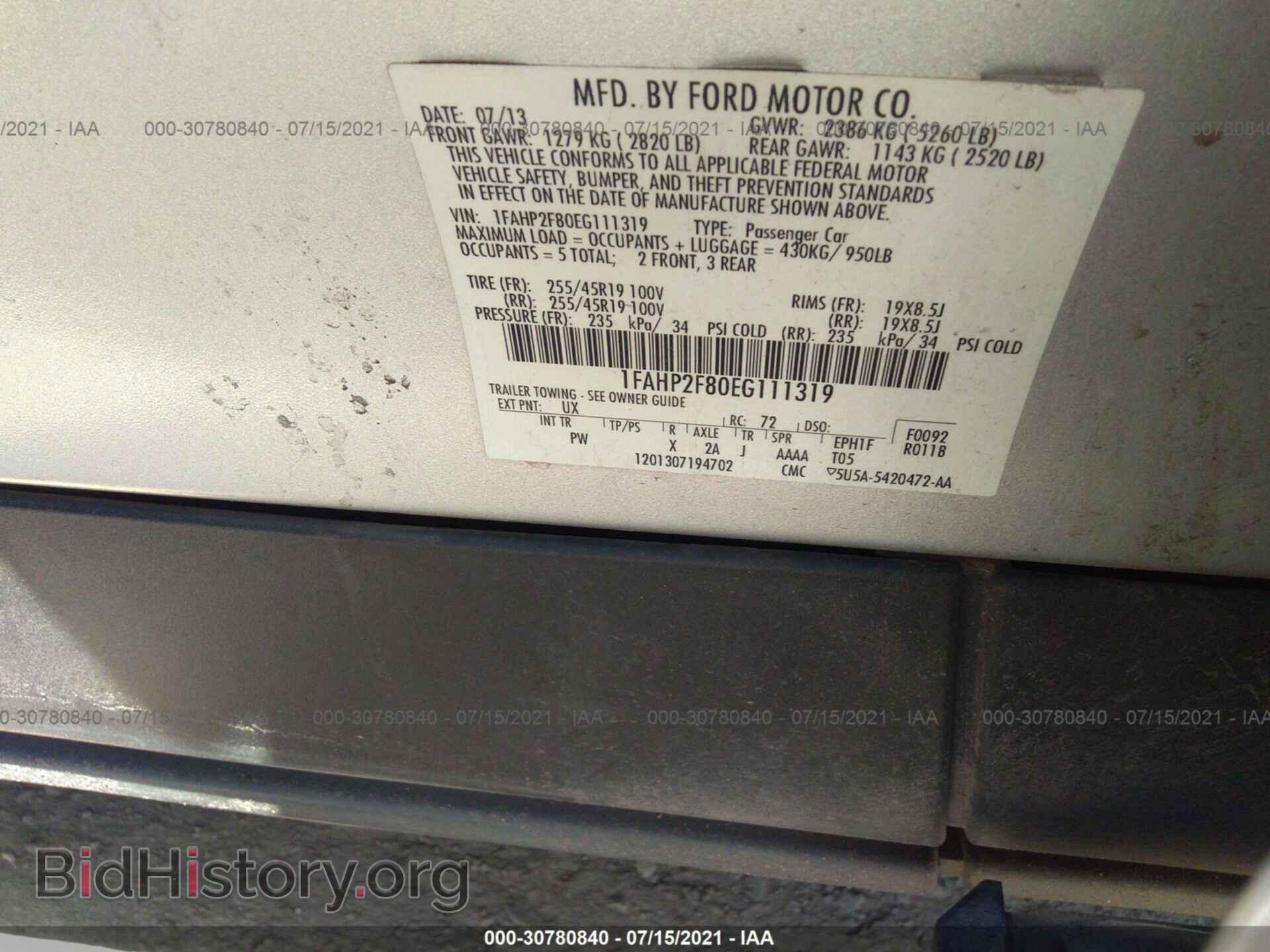 2014 FORD TAURUS - VIN: 1FAHP2F80EG111319 - Фото 9