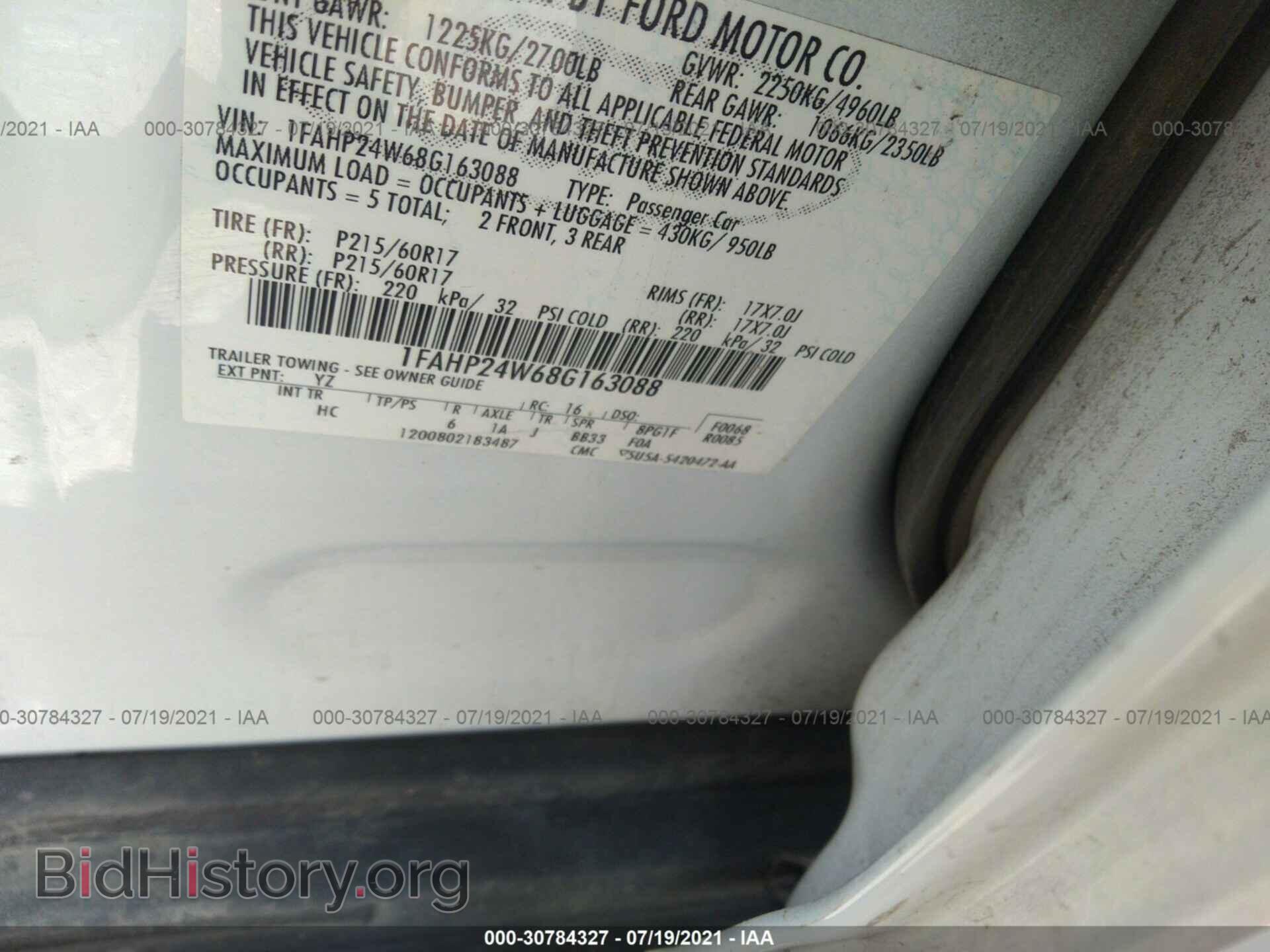 2008 FORD TAURUS - VIN: 1FAHP24W68G163088 - Фото 9