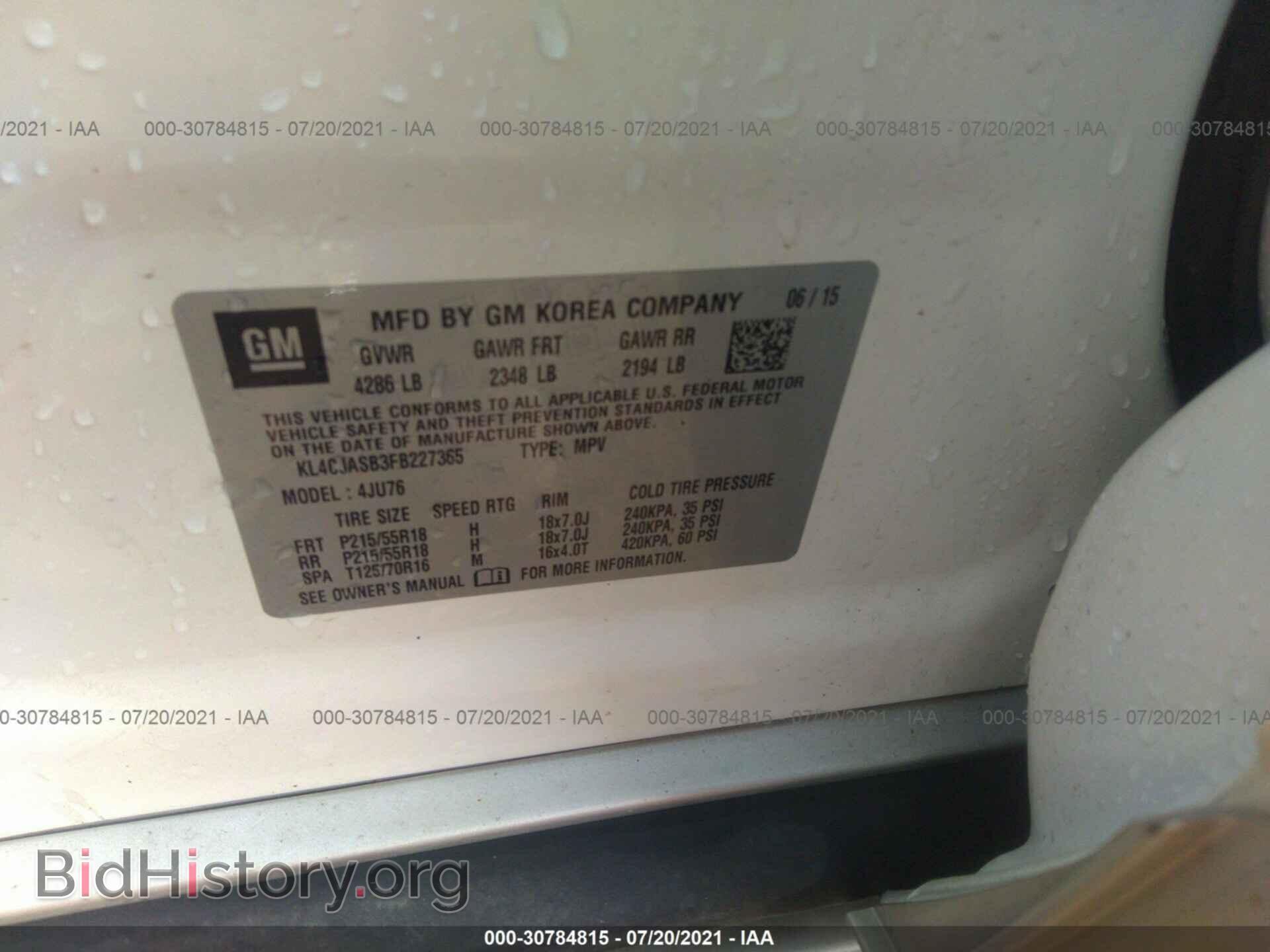 2015 BUICK ENCORE - VIN: KL4CJASB3FB227365 - Photo 9
