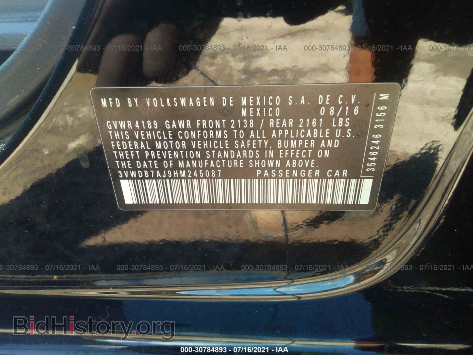 2017 VOLKSWAGEN JETTA - VIN: 3VWDB7AJ9HM245087 - Фото 9