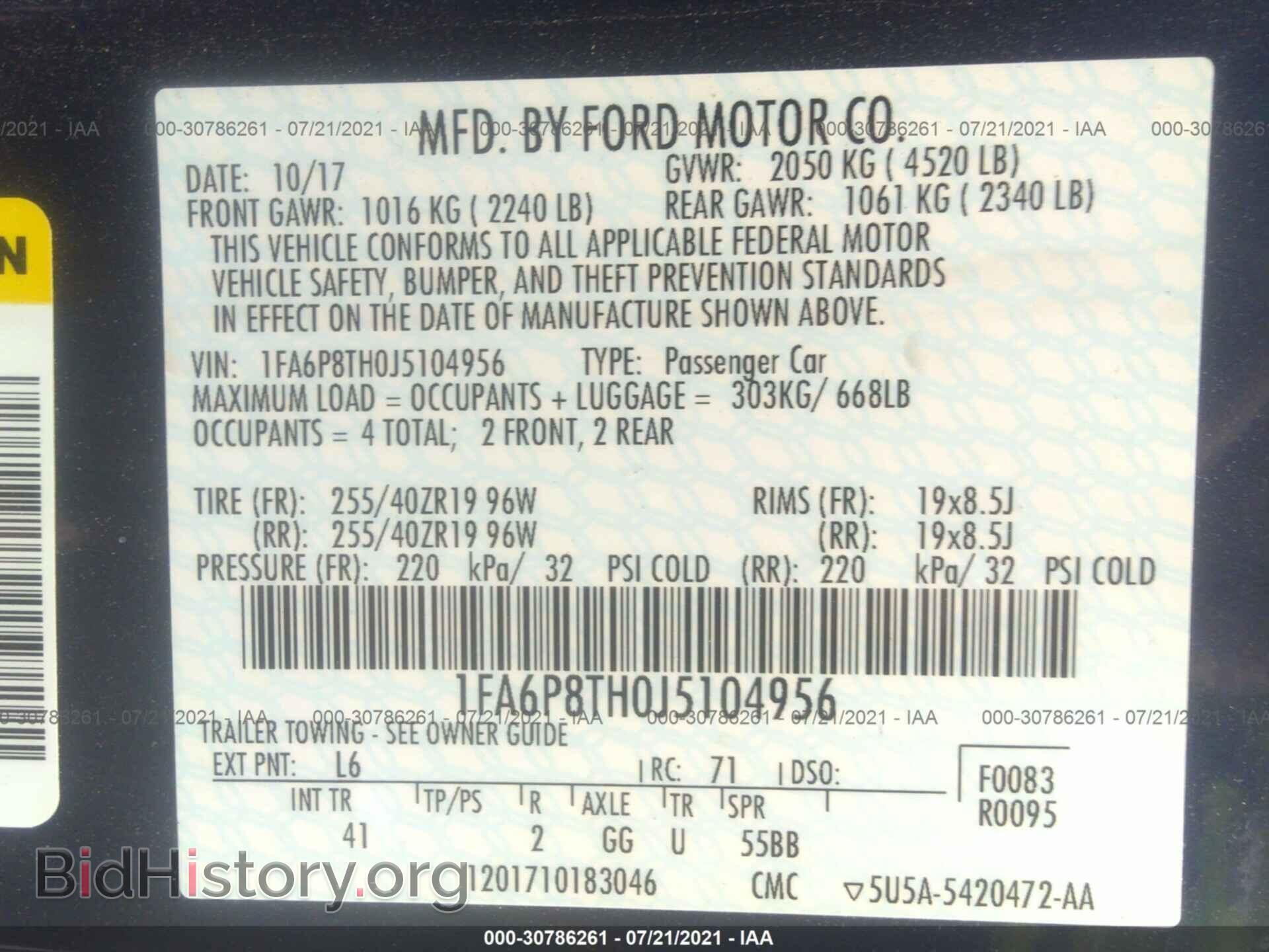 2018 FORD MUSTANG - VIN: 1FA6P8TH0J5104956 - Фото 9