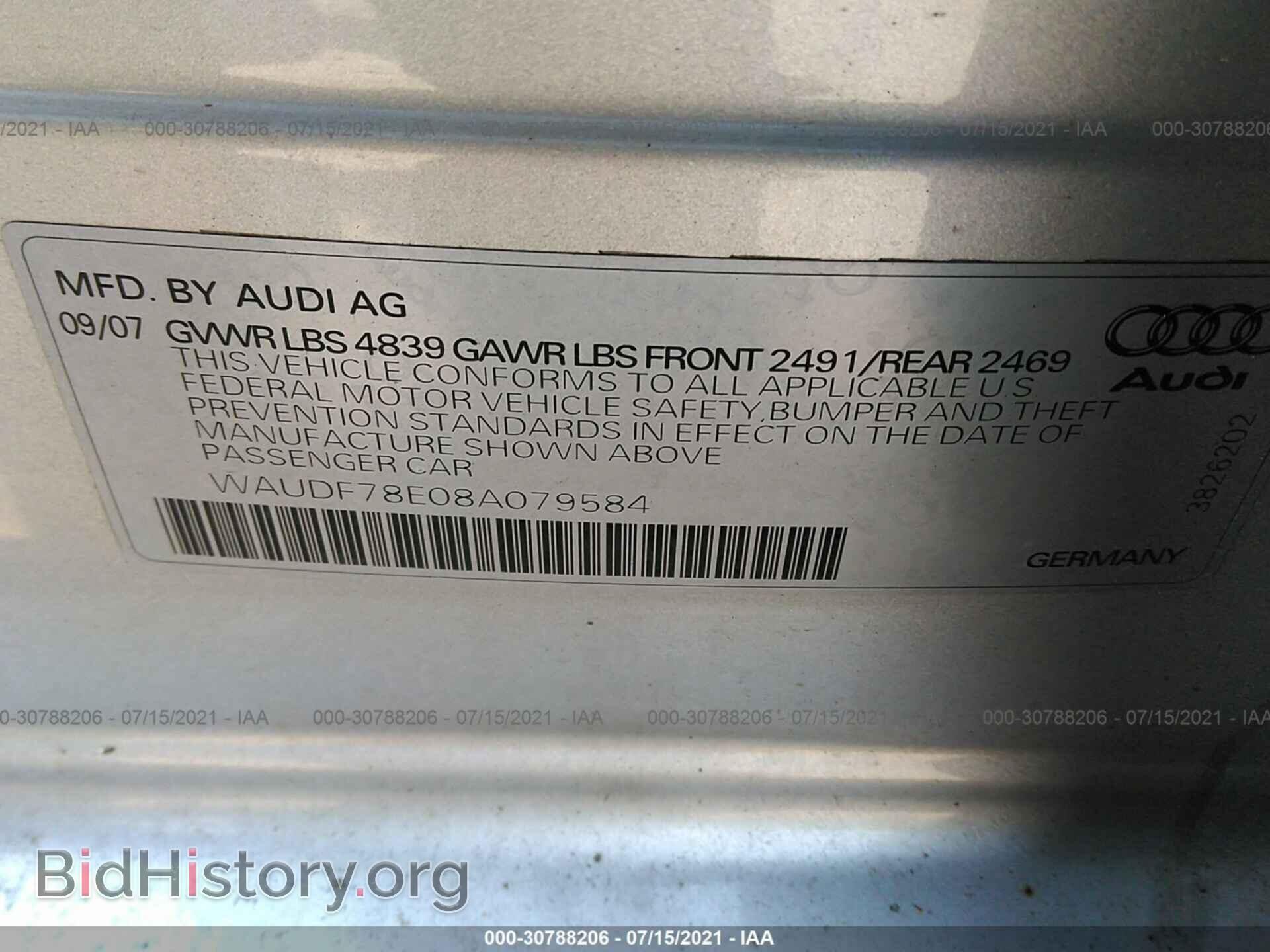 2008 AUDI A4 - VIN: WAUDF78E08A079584 - Фото 9