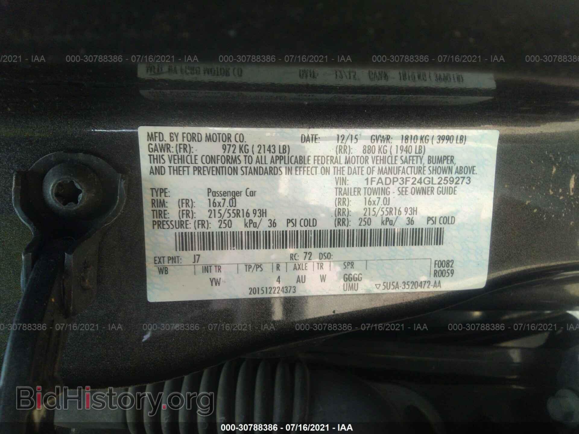 2016 FORD FOCUS - VIN: 1FADP3F24GL259273 - Фото 9