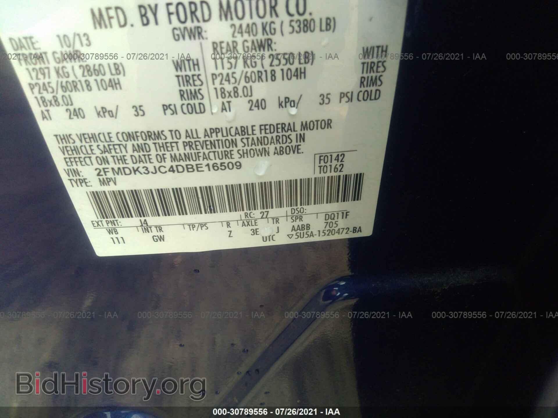2013 FORD EDGE - VIN: 2FMDK3JC4DBE16509 - Photo 9
