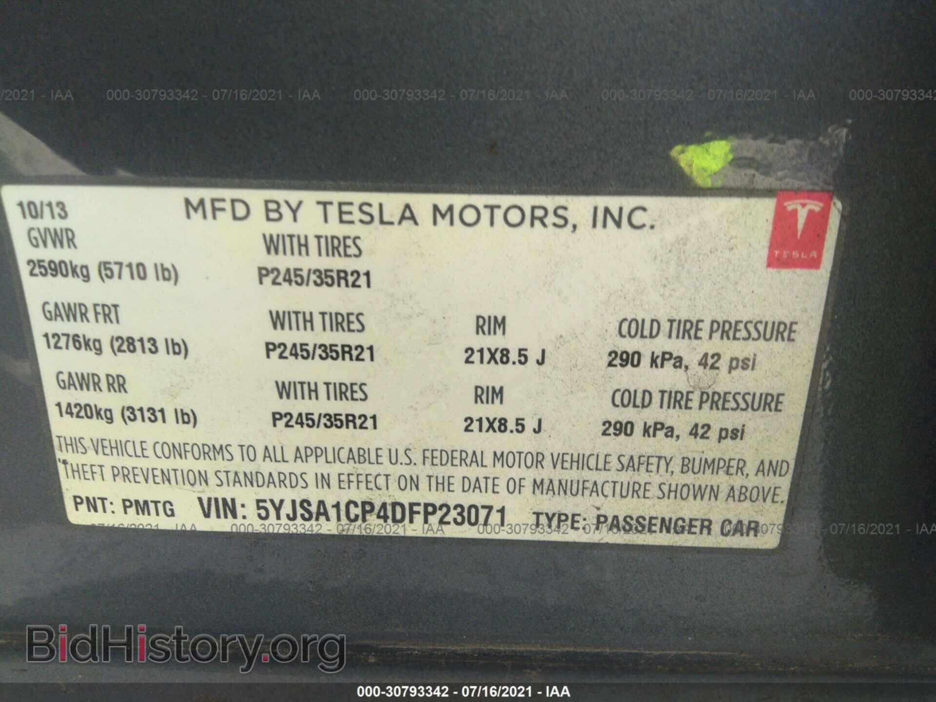 2013 TESLA MODEL S - VIN: 5YJSA1CP4DFP23071 - Photo 9
