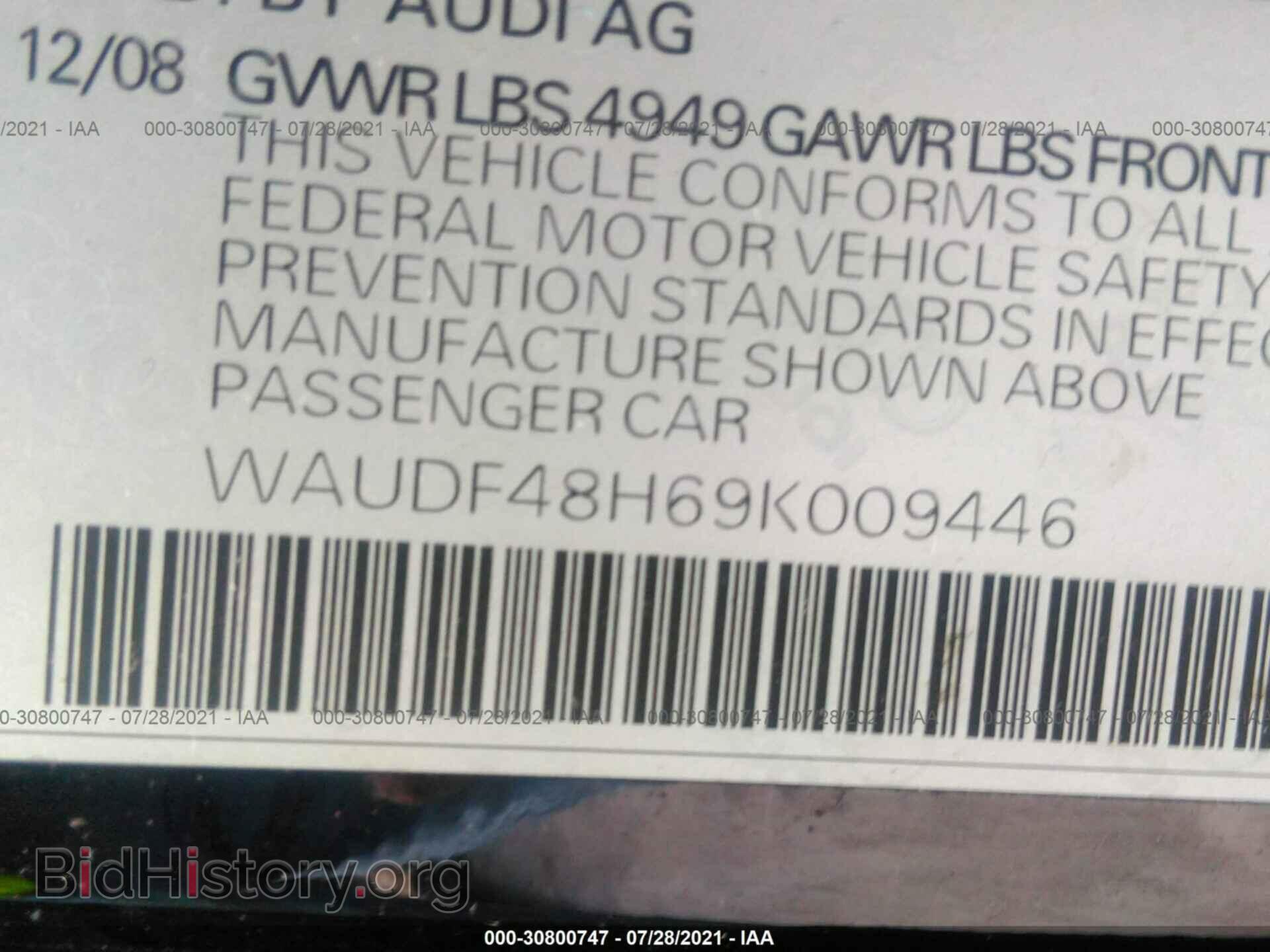 2009 AUDI A4 - VIN: WAUDF48H69K009446 - Фото 9
