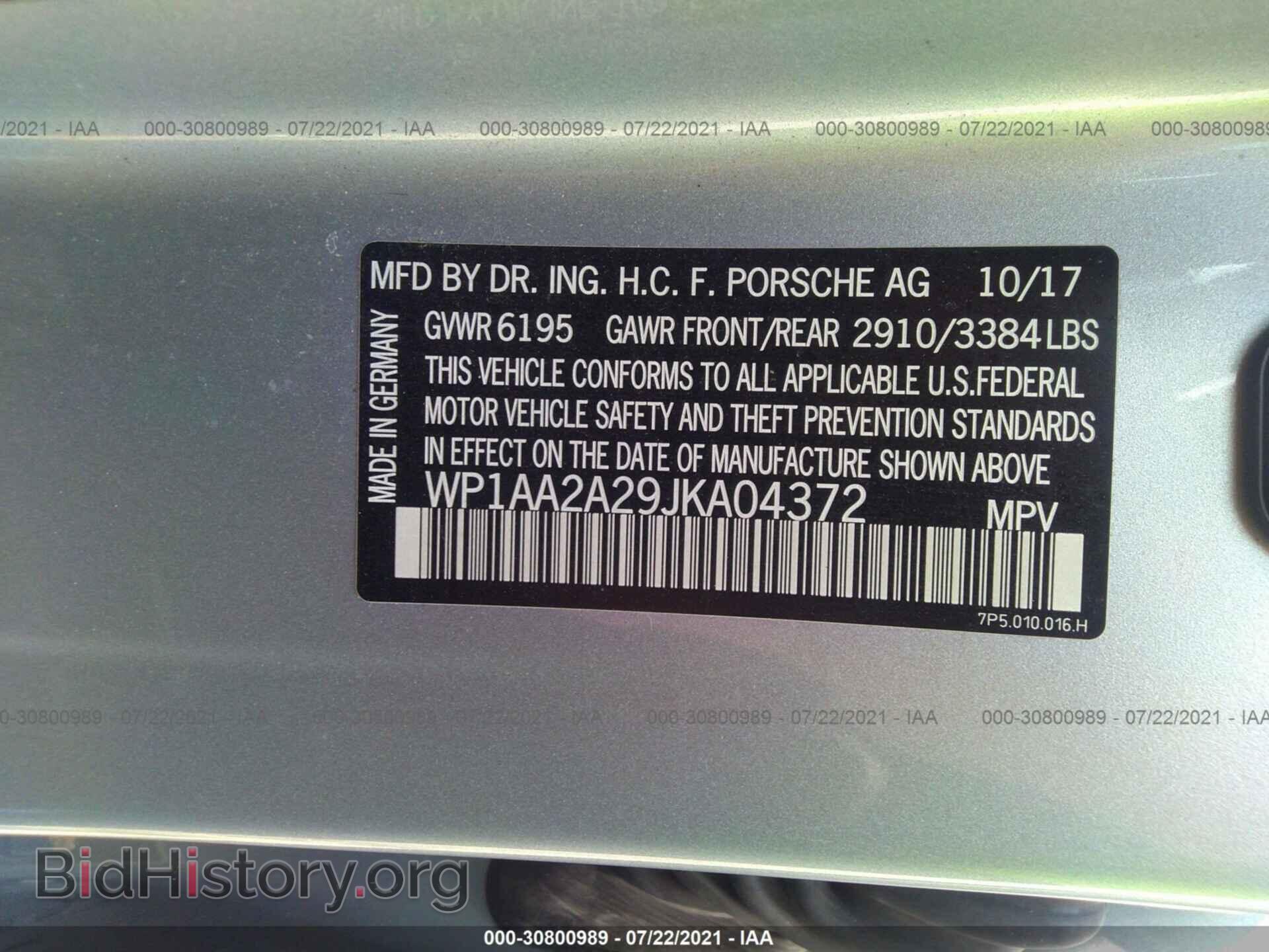 2018 PORSCHE CAYENNE - VIN: WP1AA2A29JKA04372 - Фото 9