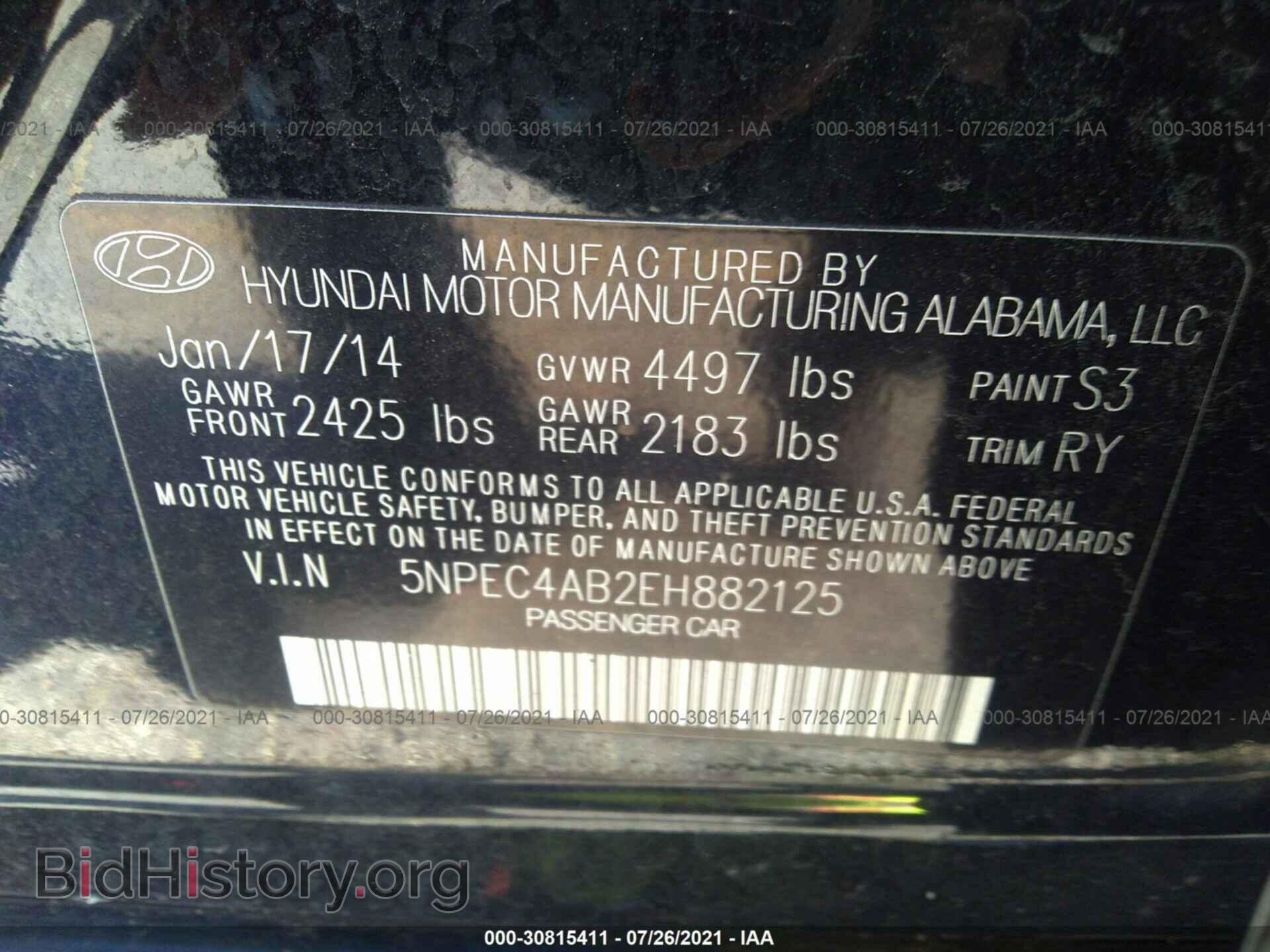 2014 HYUNDAI SONATA - VIN: 5NPEC4AB2EH882125 - Фото 9