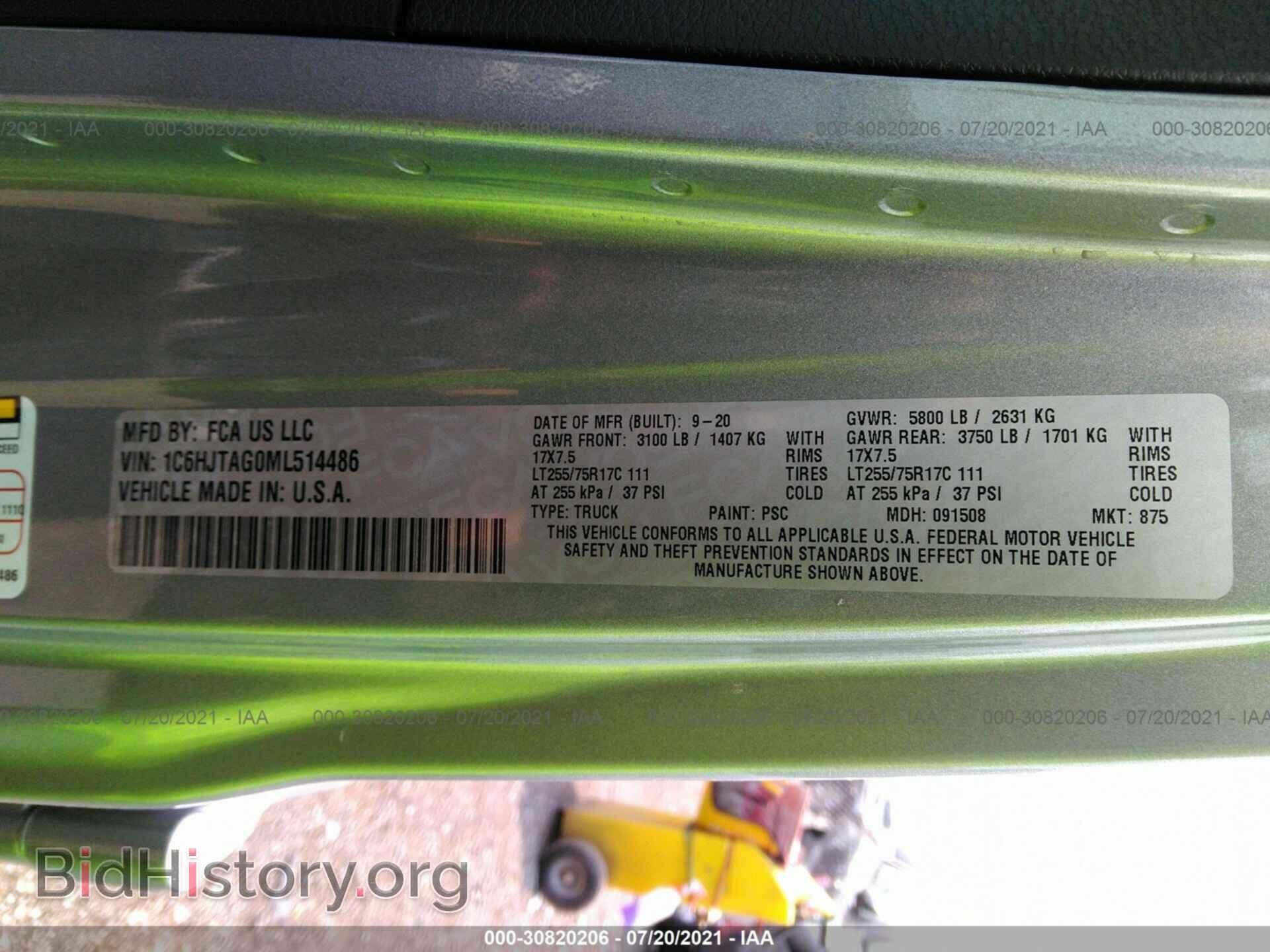 2021 JEEP GLADIATOR - VIN: 1C6HJTAG0ML514486 - Фото 9