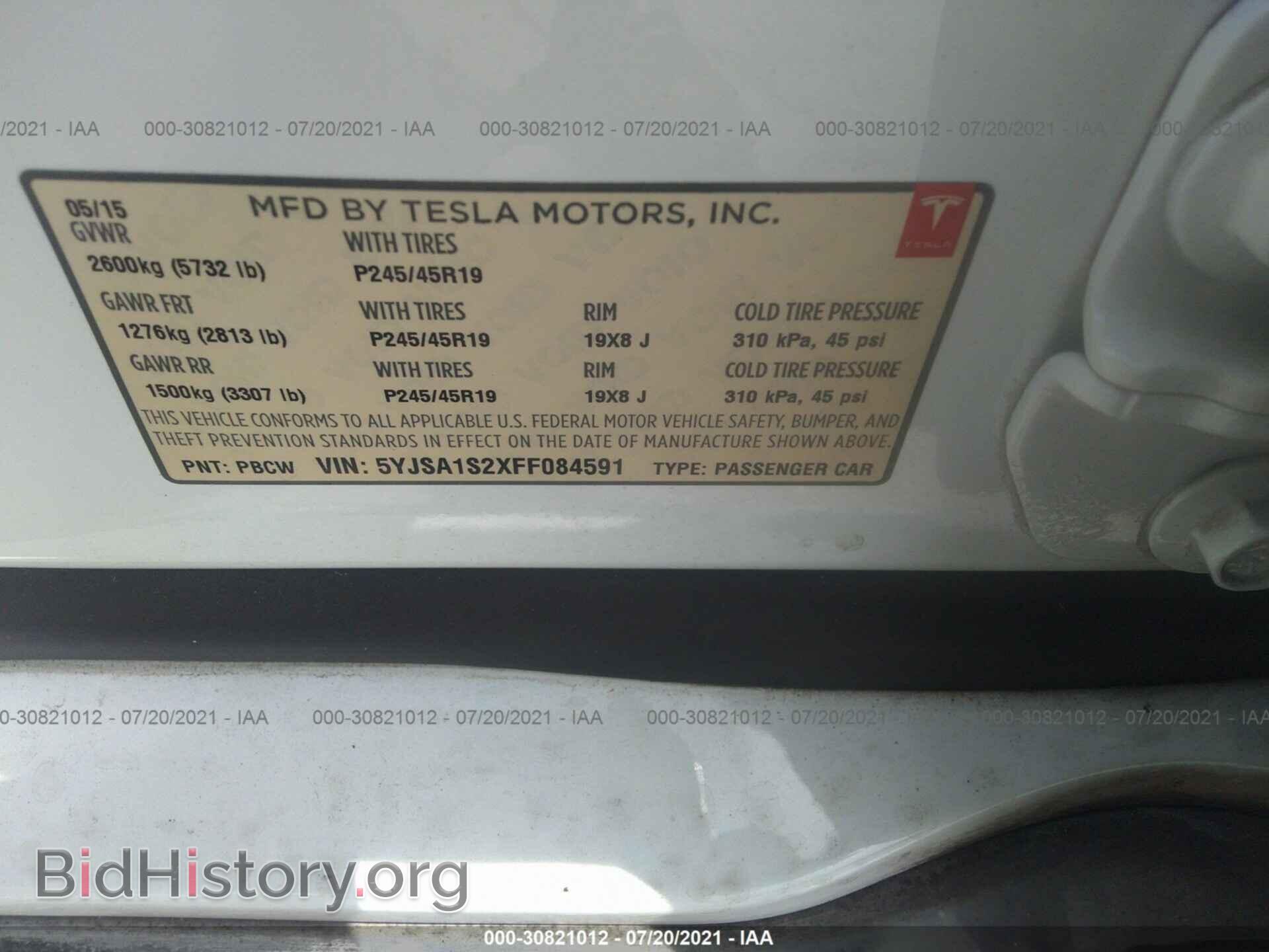 2015 TESLA MODEL S - VIN: 5YJSA1S2XFF084591 - Photo 9