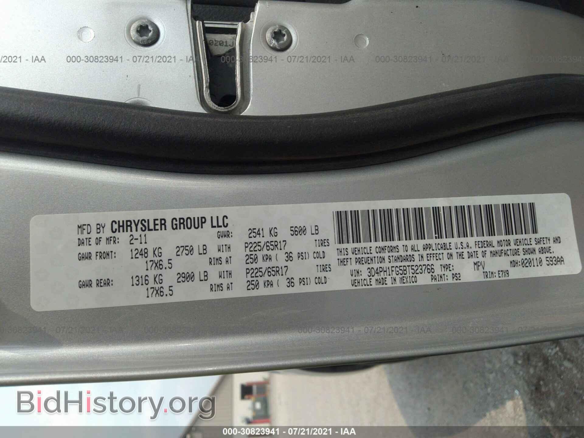 2011 DODGE JOURNEY - VIN: 3D4PH1FG5BT523766 - Фото 9