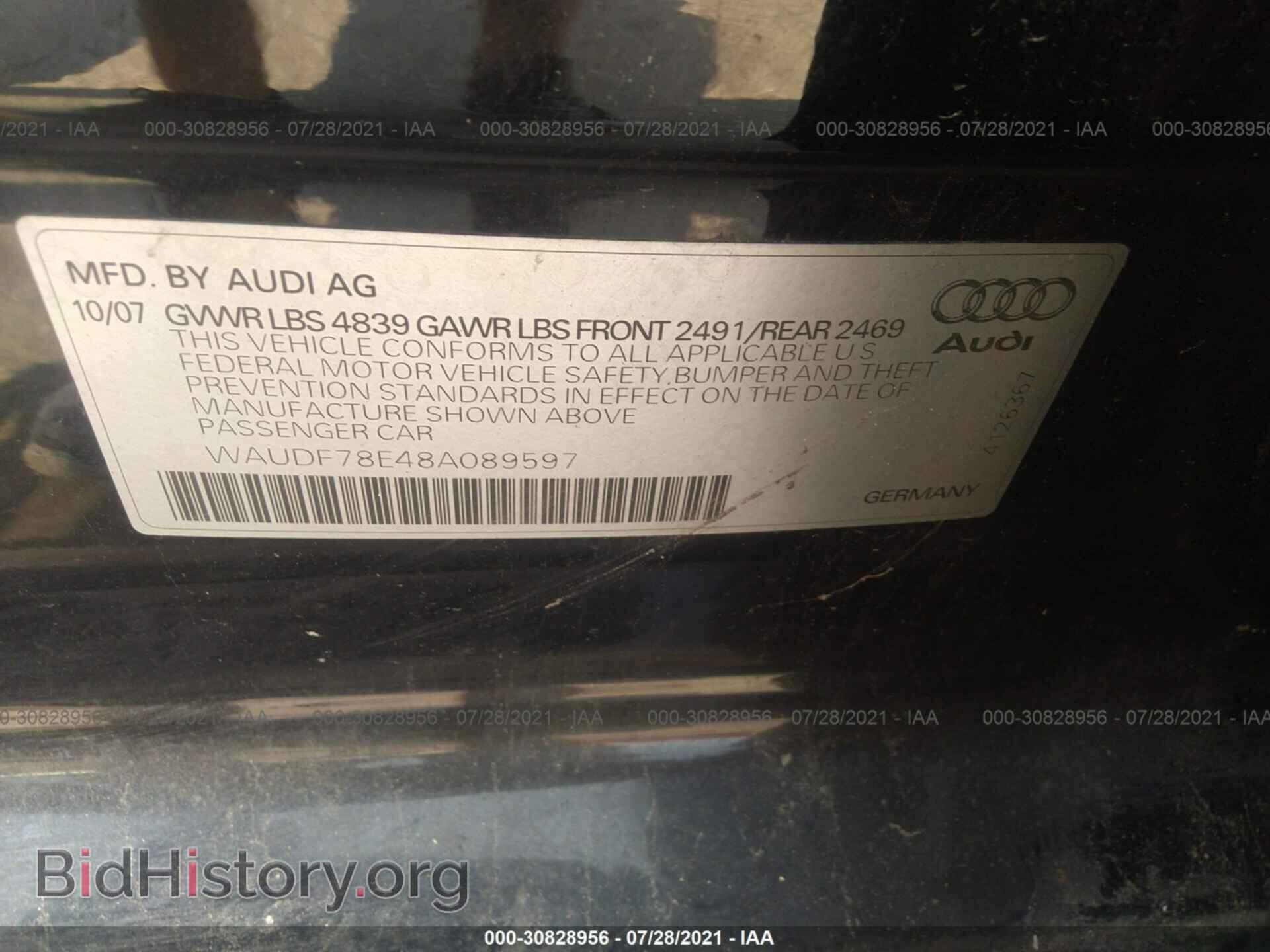 2008 AUDI A4 - VIN: WAUDF78E48A089597 - Фото 9
