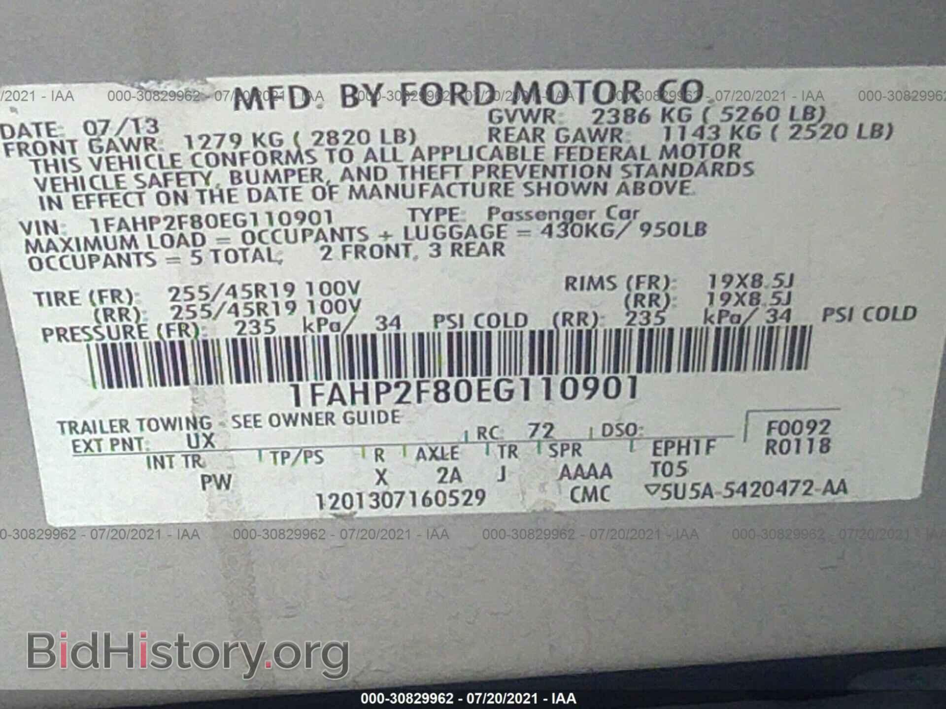 2014 FORD TAURUS - VIN: 1FAHP2F80EG110901 - Photo 9