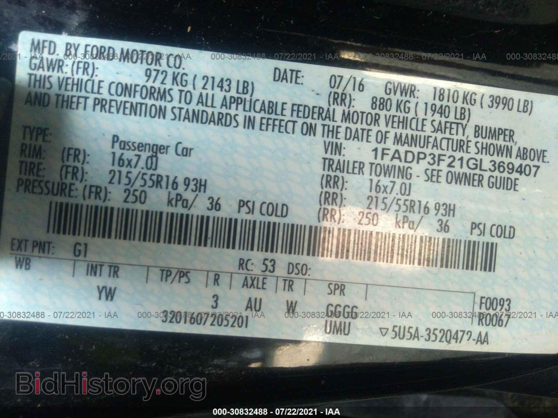 2016 FORD FOCUS - VIN: 1FADP3F21GL369407 - Фото 9