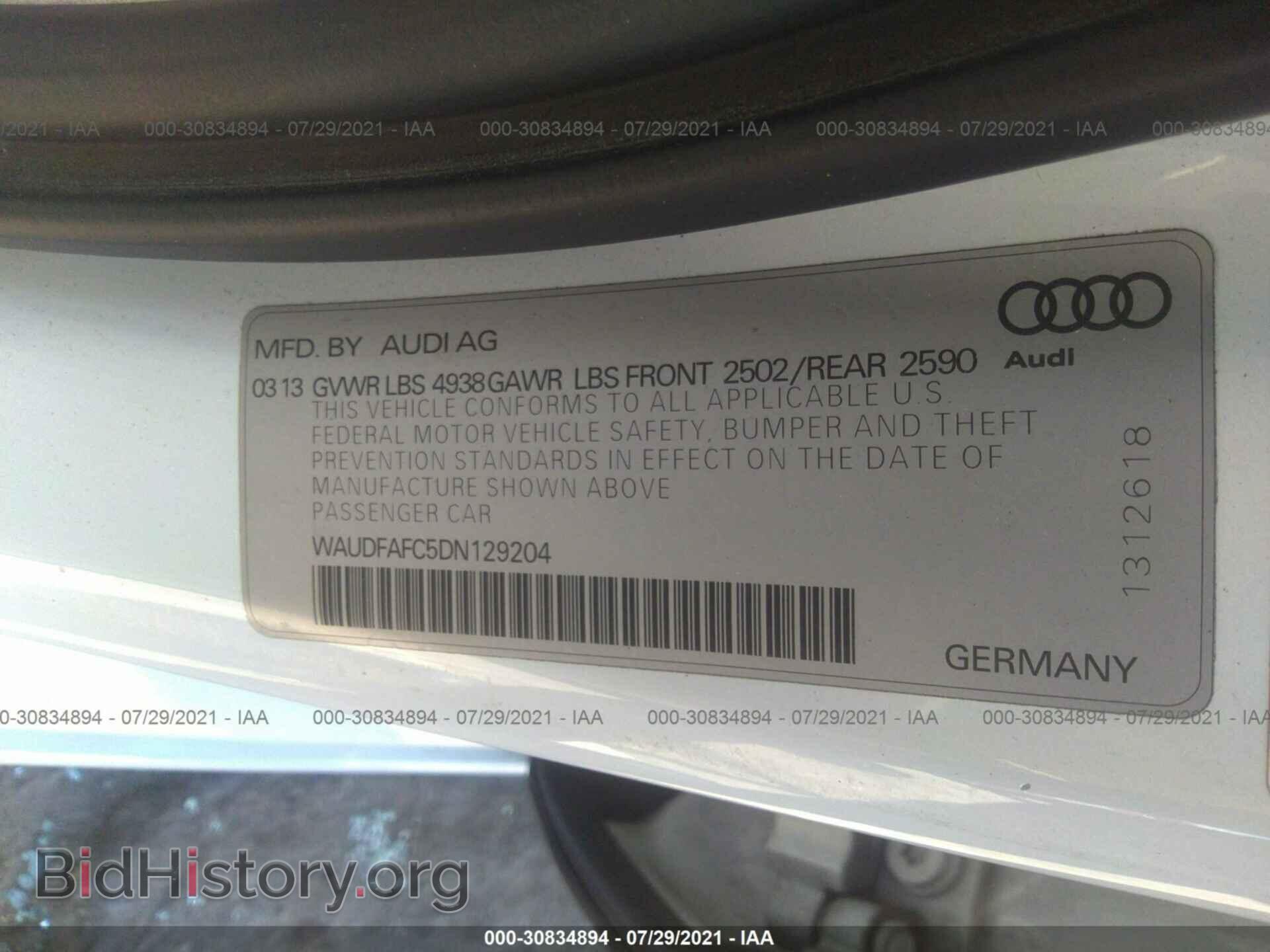 2013 AUDI A6 - VIN: WAUDFAFC5DN129204 - Фото 9