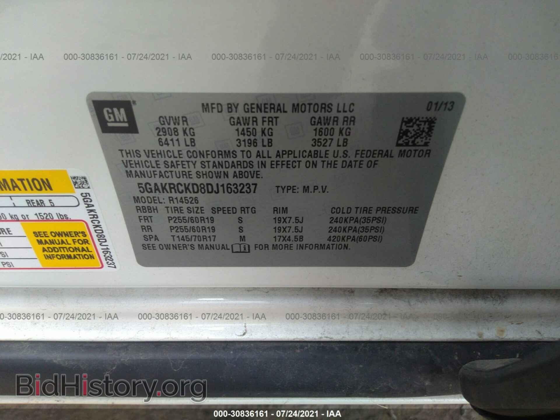 2013 BUICK ENCLAVE - VIN: 5GAKRCKD8DJ163237 - Фото 9