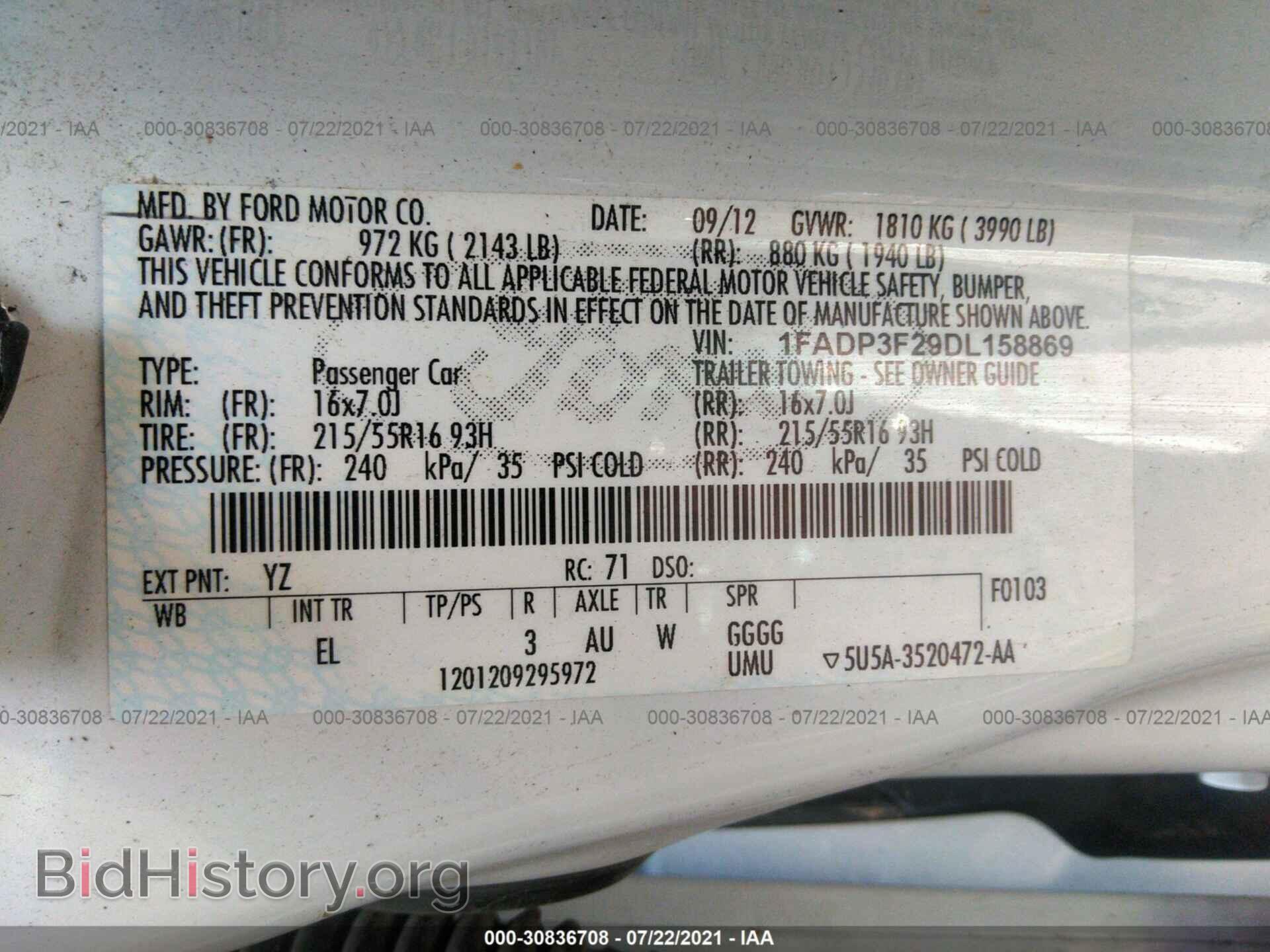 2013 FORD FOCUS - VIN: 1FADP3F29DL158869 - Фото 9