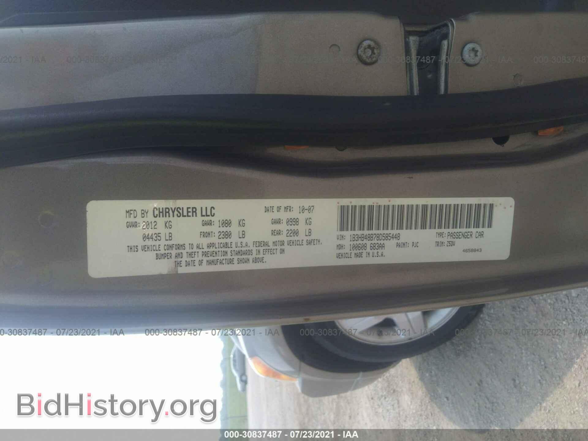 2008 DODGE CALIBER - VIN: 1B3HB48B78D585448 - Фото 9