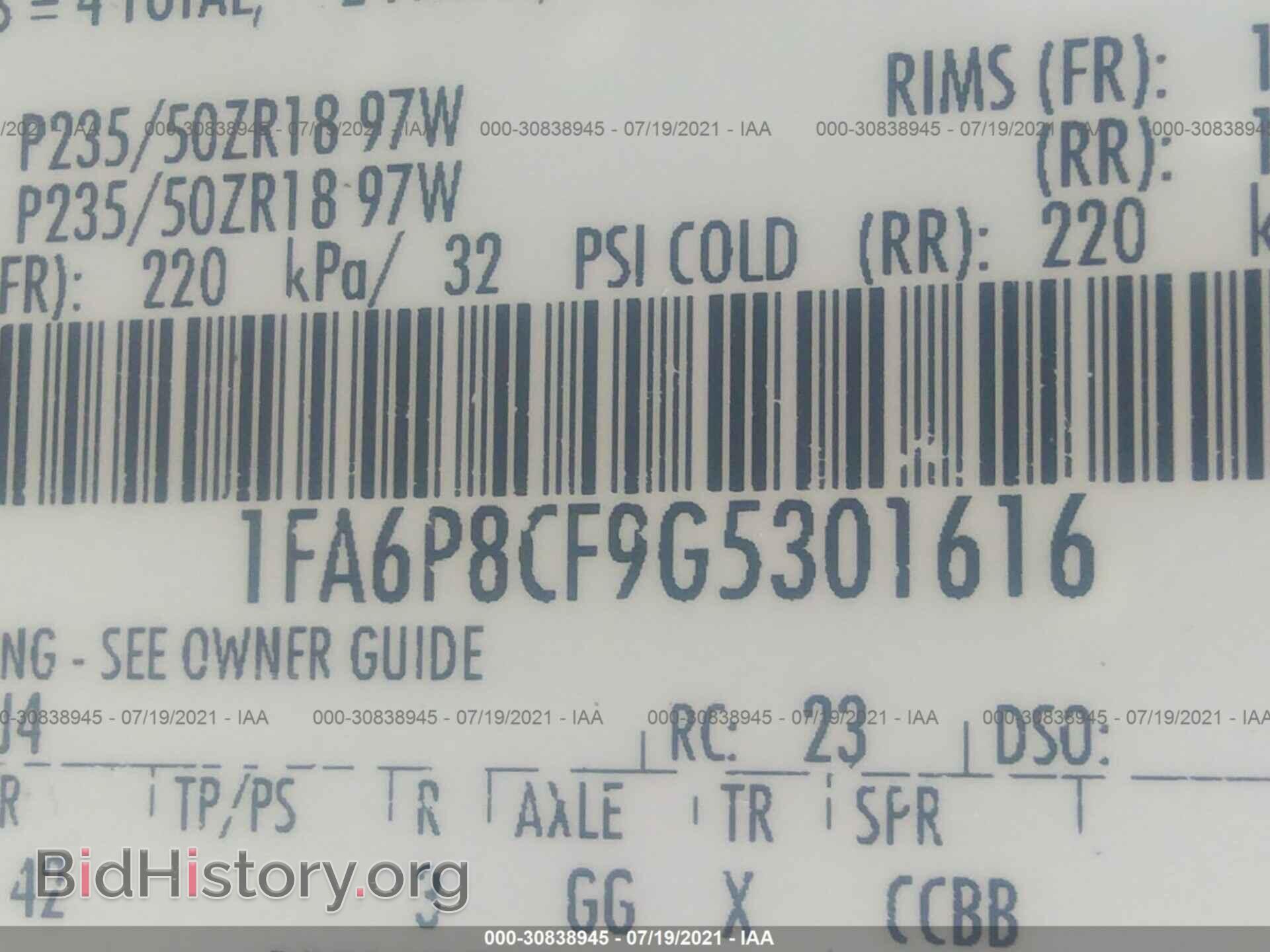 2016 FORD MUSTANG - VIN: 1FA6P8CF9G5301616 - Фото 9