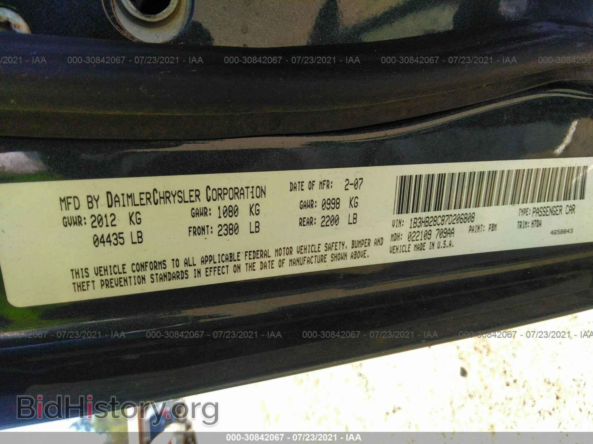 2007 DODGE CALIBER - VIN: 1B3HB28C87D206808 - Photo 9