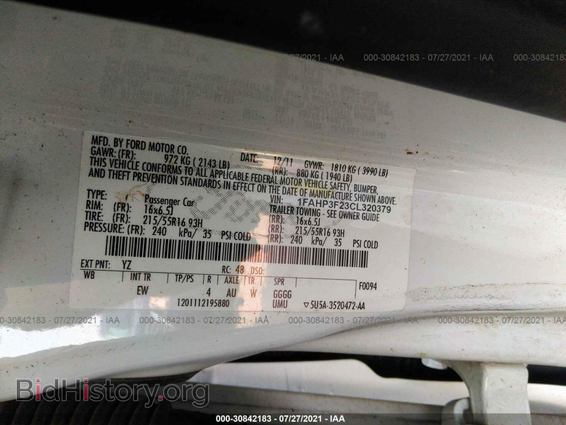 2012 FORD FOCUS - VIN: 1FAHP3F23CL320379 - Фото 9