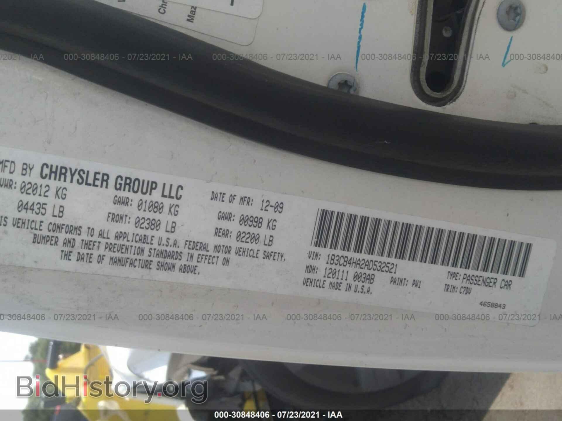 2010 DODGE CALIBER - VIN: 1B3CB4HA2AD532521 - Фото 9