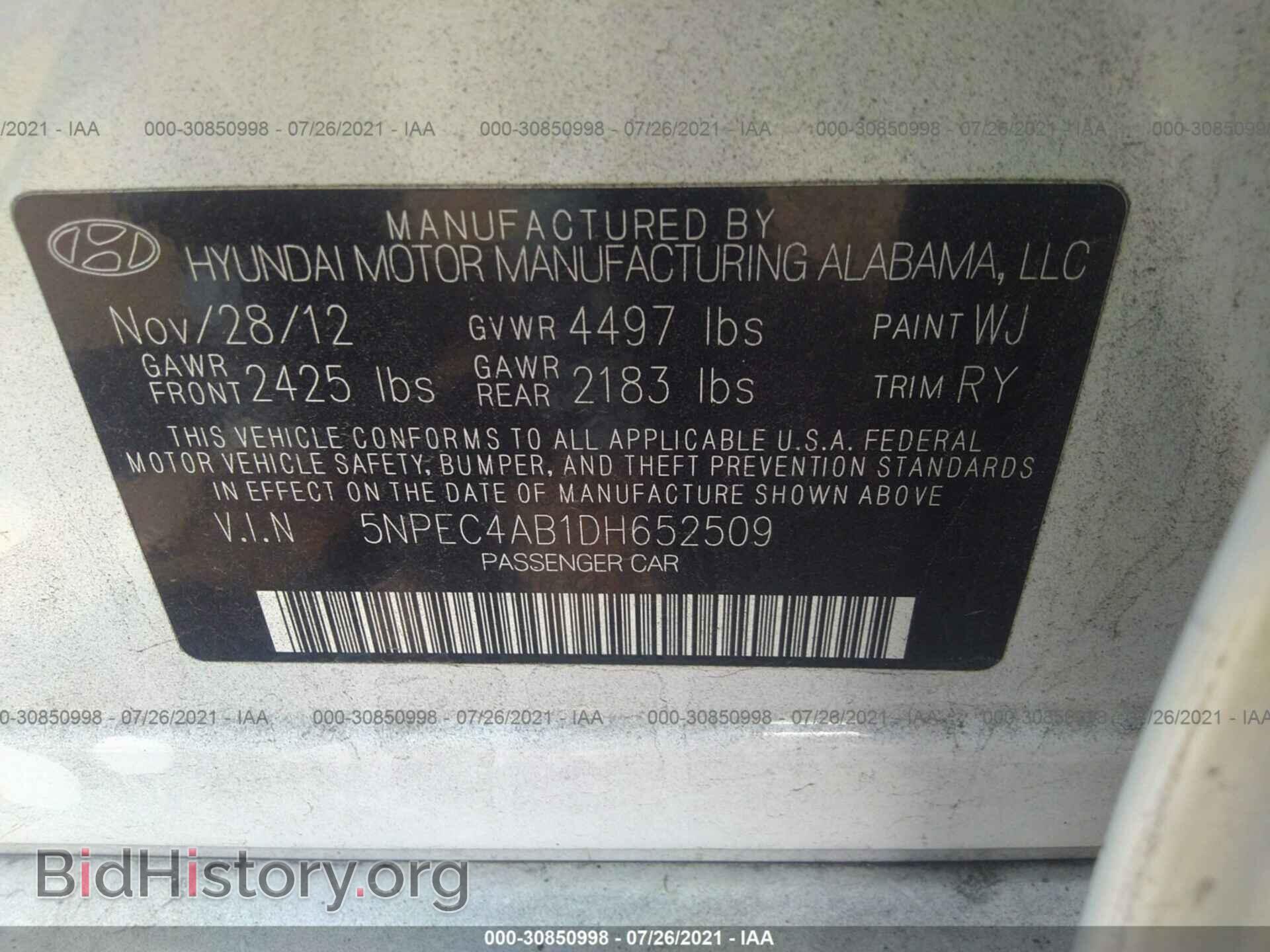 2013 HYUNDAI SONATA - VIN: 5NPEC4AB1DH652509 - Photo 9