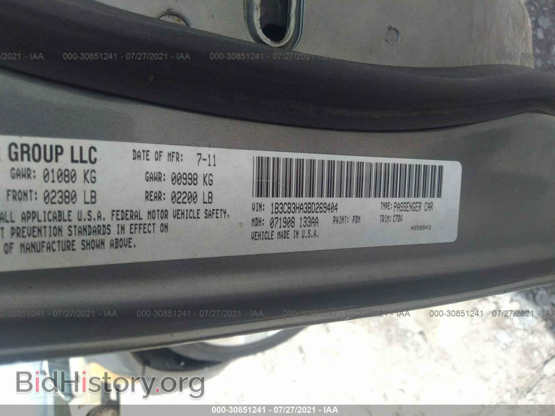 2011 DODGE CALIBER - VIN: 1B3CB3HA3BD269404 - Фото 9
