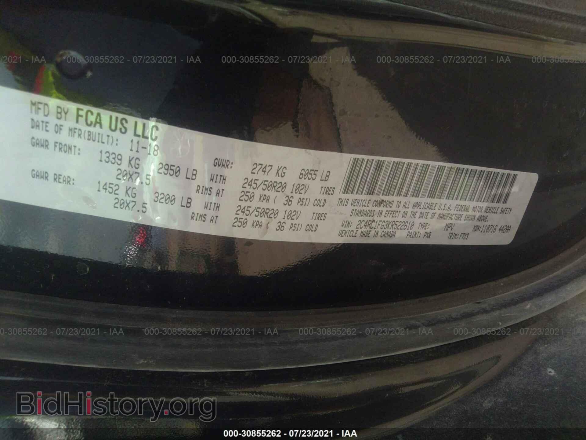 2019 CHRYSLER PACIFICA - VIN: 2C4RC1FG3KR522610 - Photo 9