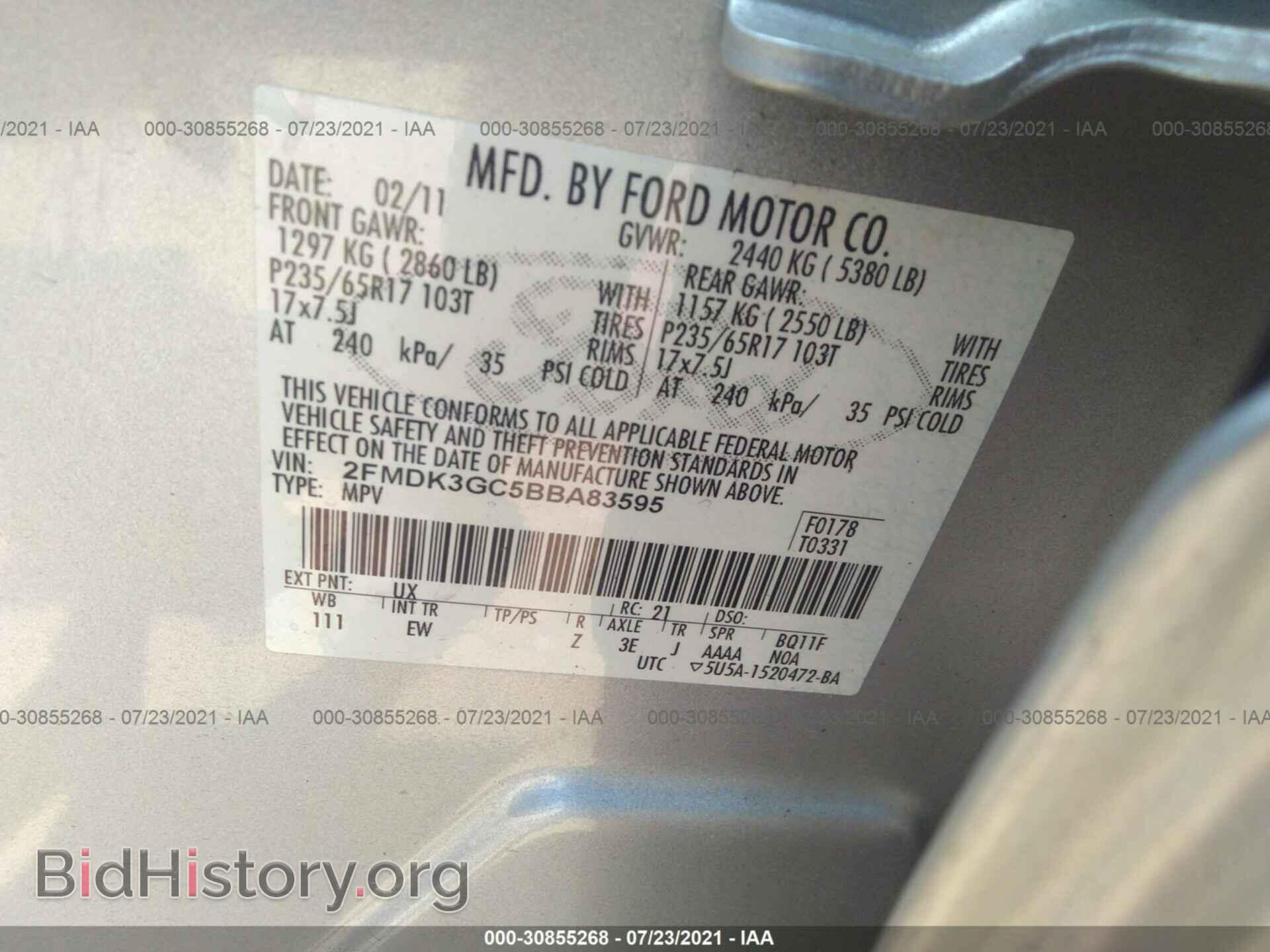 2011 FORD EDGE - VIN: 2FMDK3GC5BBA83595 - Фото 9
