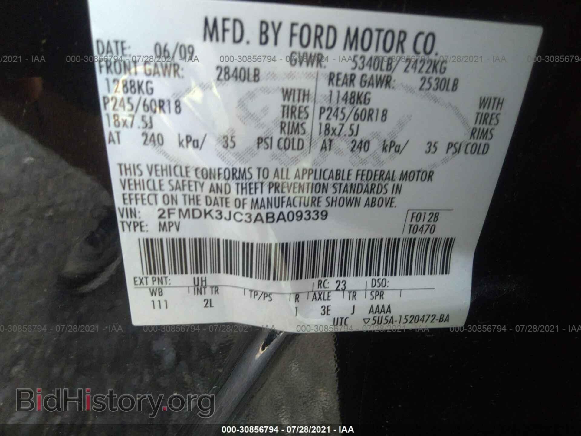 2010 FORD EDGE - VIN: 2FMDK3JC3ABA09339 - Photo 9