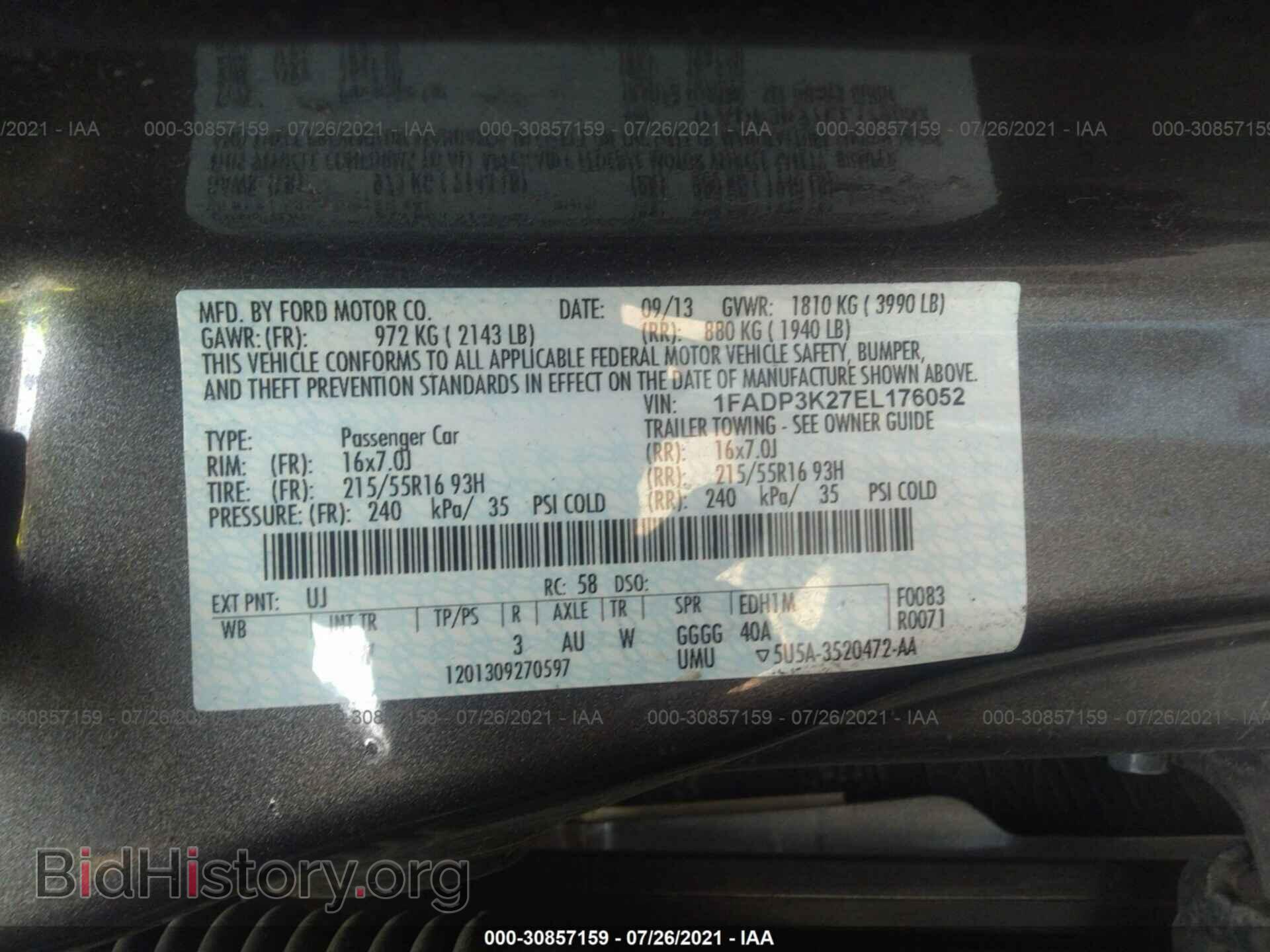 2014 FORD FOCUS - VIN: 1FADP3K27EL176052 - Фото 9